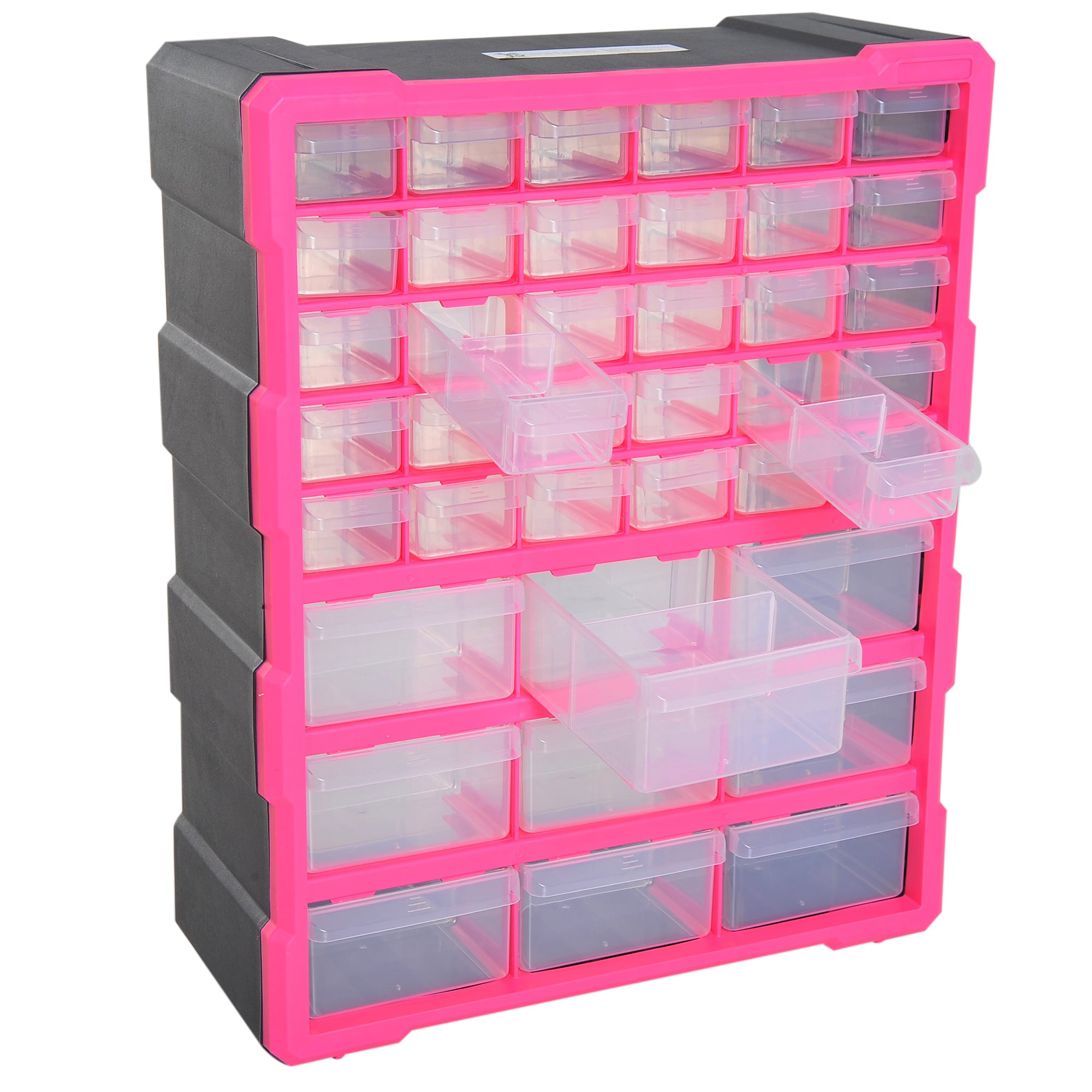 DURHAND Organiser Cabinet: 39 Drawer Plastic Storage Unit for Small Parts, Rose Red