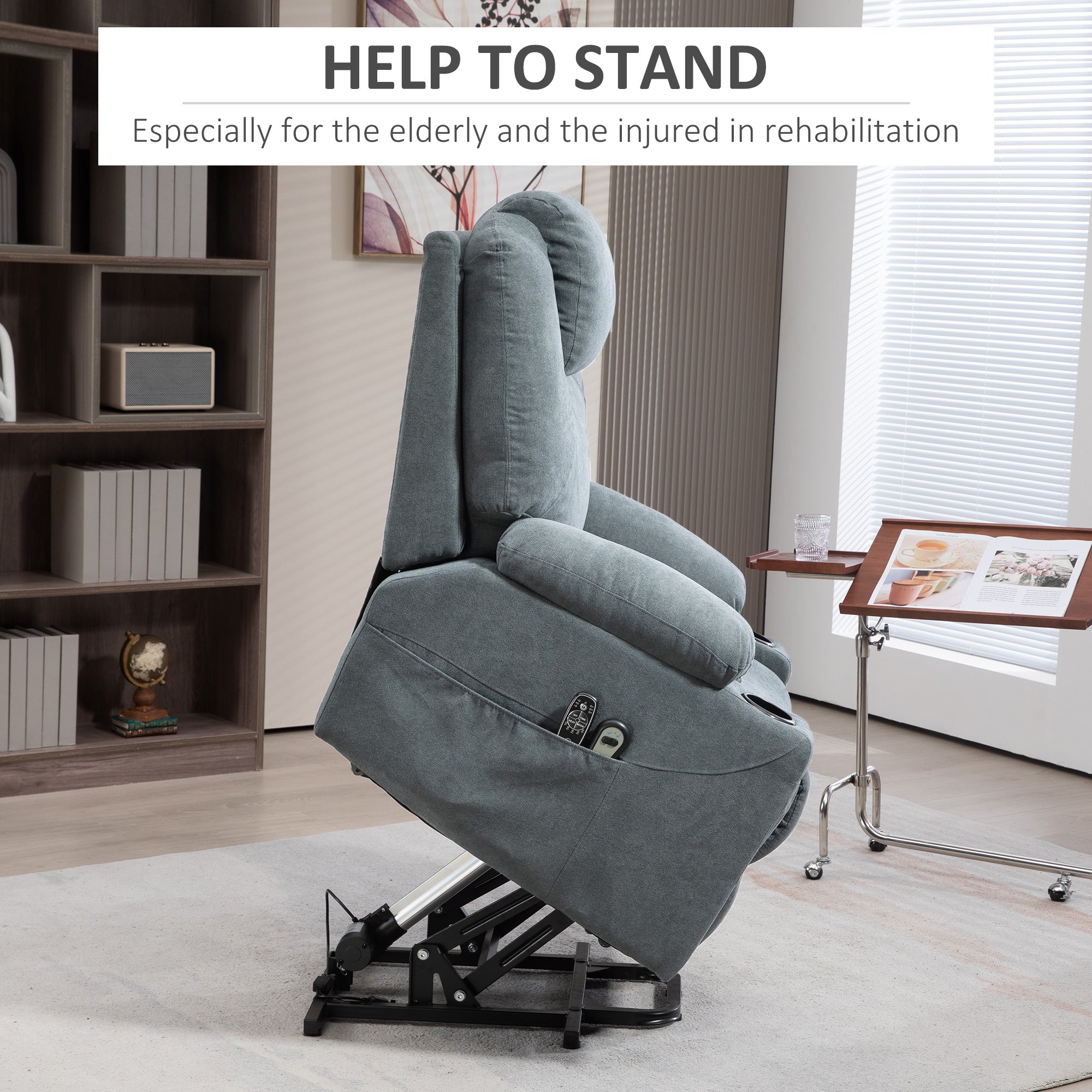 HOMCOM Lift-And-Recline Massage Armchair, with Heat - Grey