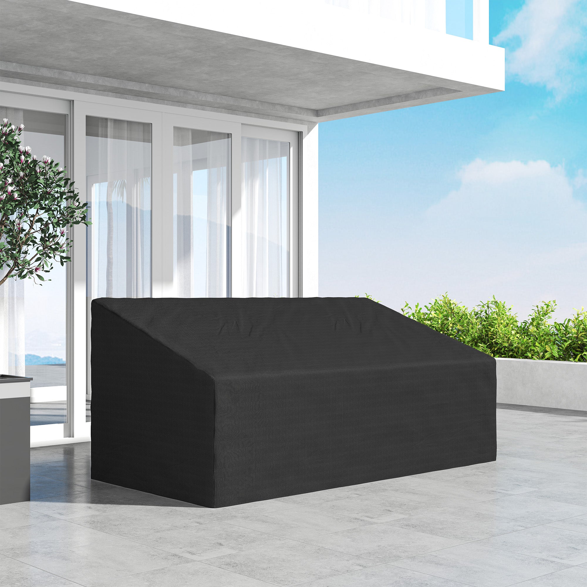 Outsunny 600D Oxford Cloth Garden Furniture Cover Waterproof, 3 Seater Sofa Protector for Patio, Outdoor, Black, 218 x 111 x 63-101 cm - North Peak Garden Furniture