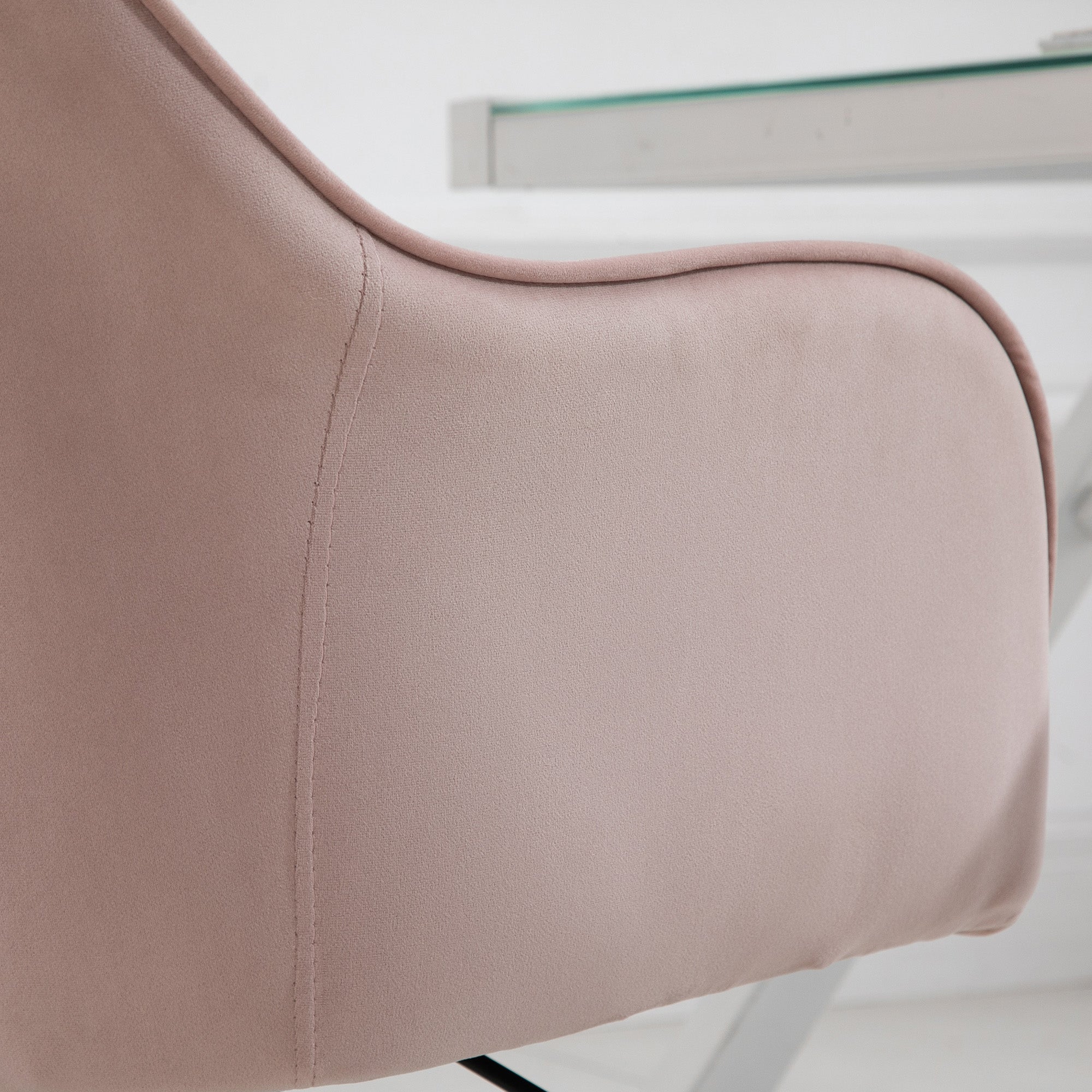 Vinsetto Velvet Office Chair, Desk Chair, Makeup Vanity Chair with Massage Lumbar Pillow and Rolling Wheels for Bedroom and Home, Pink - North Peak Garden Furniture