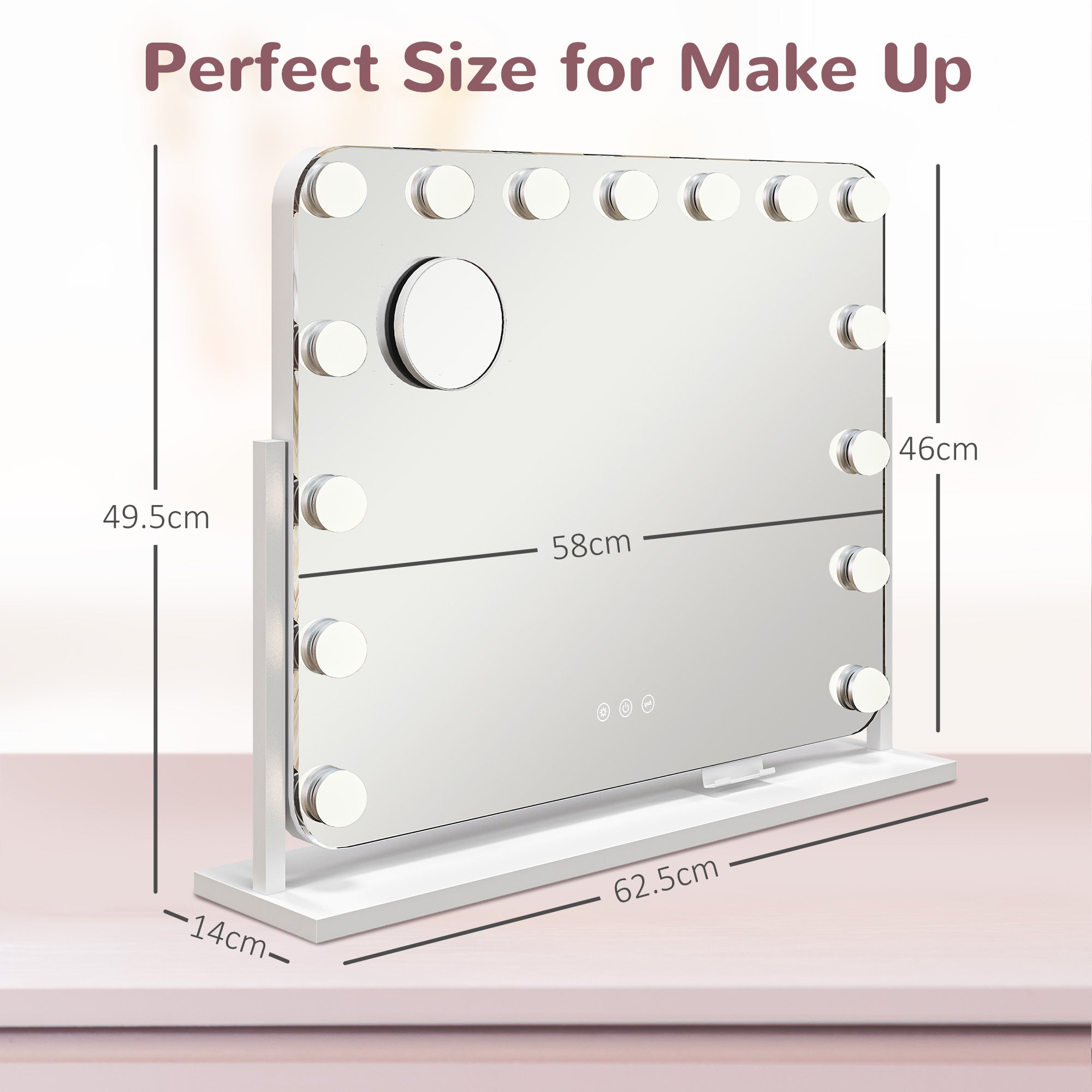 HOMCOM 14 LED bulb Tabletop Makeup Mirror, with Adjustable Settings - North Peak Garden Furniture