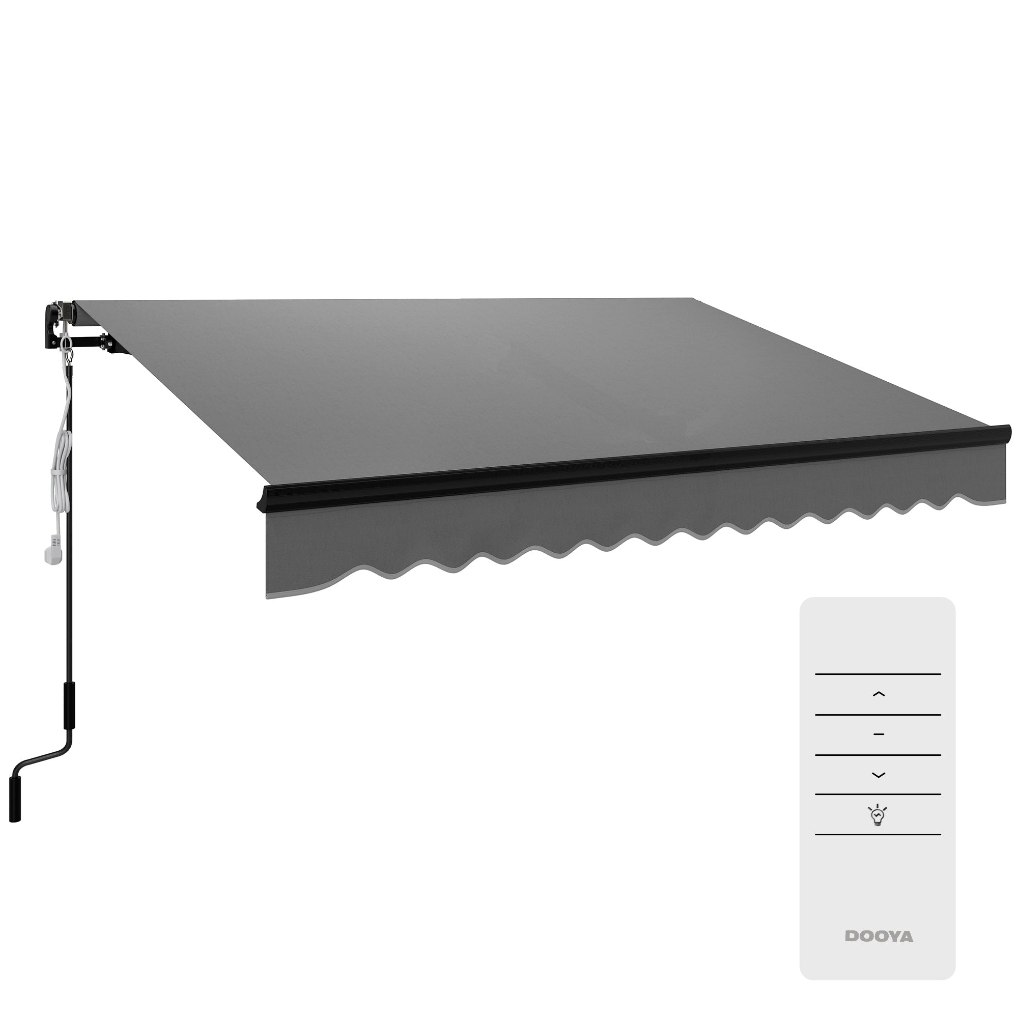 Outsunny 3 x 2.5m Electric Awning with LED Light and Remote Controller, Aluminium Frame DIY Retractable Awning, UV50+ Sun Shade Canopy for Garden Patio Deck Door Window, Dark Grey - North Peak Garden Furniture