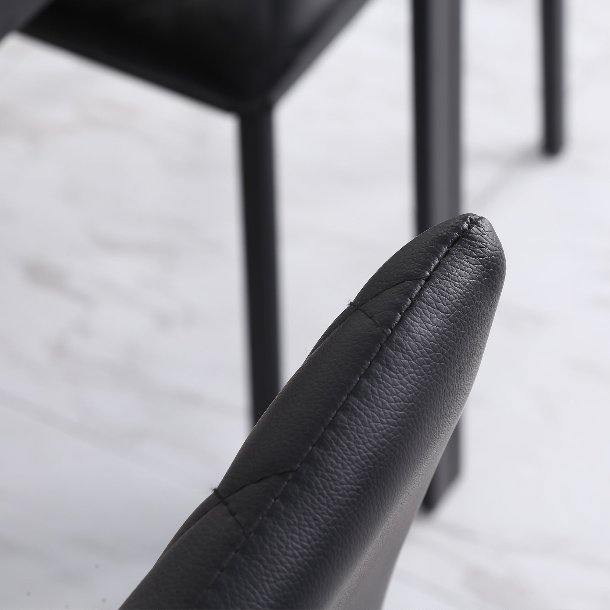 HOMCOM Modern Dining Chairs Upholstered Faux Leather Accent Chairs with Metal Legs for Kitchen, Set of 4, Black - North Peak Garden Furniture