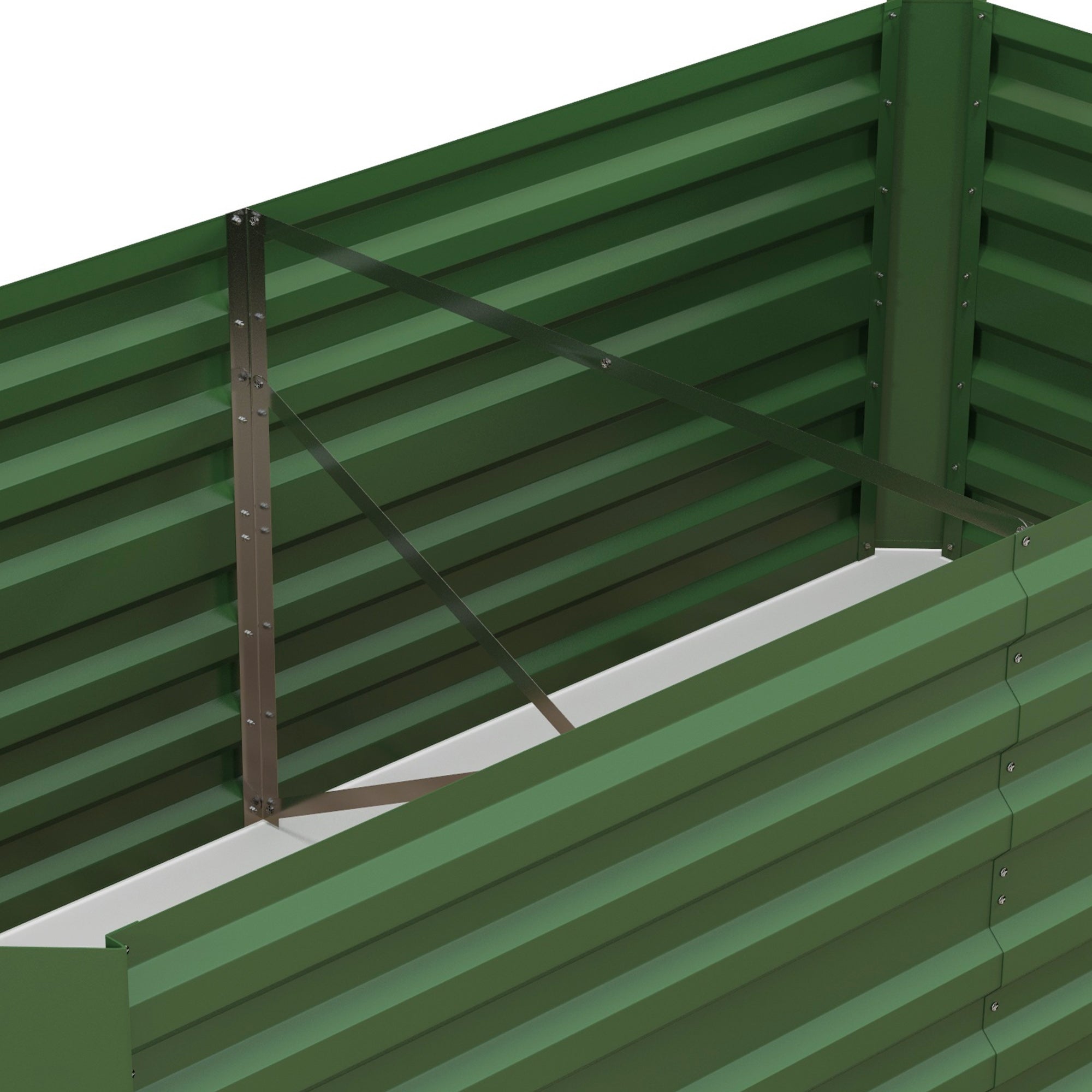 Outsunny Set of 2 Raised Beds for Garden, Galvanised Steel Outdoor Planters with Multi-reinforced Rods for Vegetables, Plants, Flowers and Herbs, 180 x 90 x 59 cm, Green - North Peak Garden Furniture