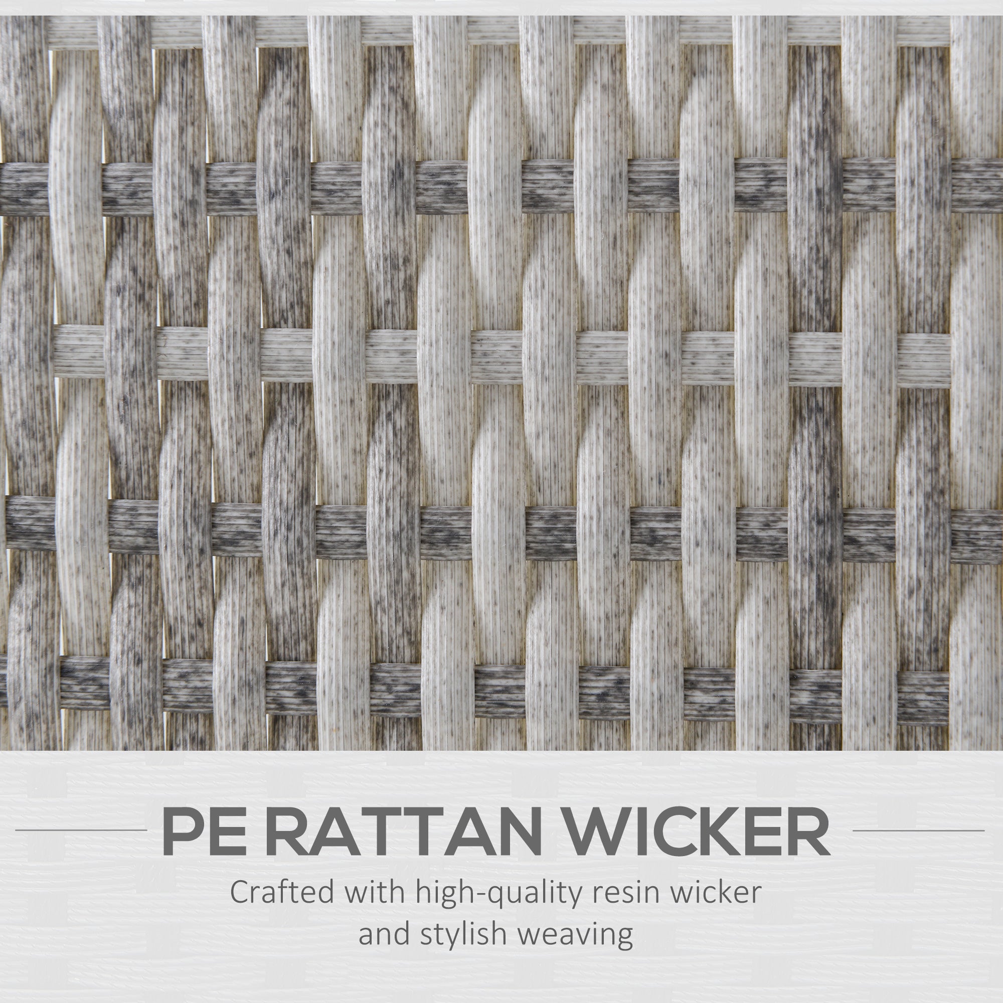 Outsunny Single Seater Rattan Chair Sofa with Padded Cushions, All-Weather PE Wicker Weave Garden Armchair with Armrests, Grey - North Peak Garden Furniture
