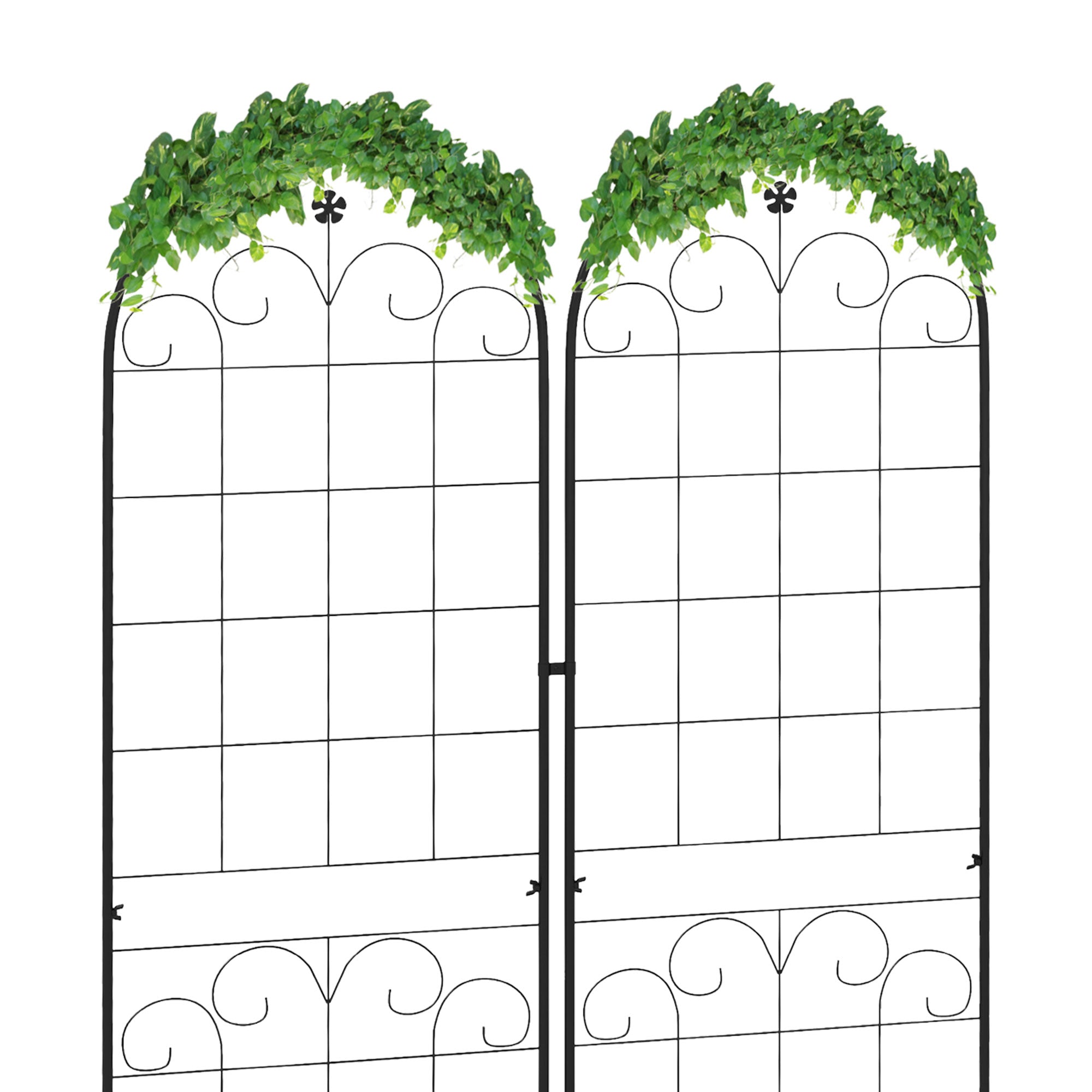 Outsunny Metal Trellis Set of 2, Garden Trellis for Climbing Plants Support Frames, Floral Design - North Peak Garden Furniture