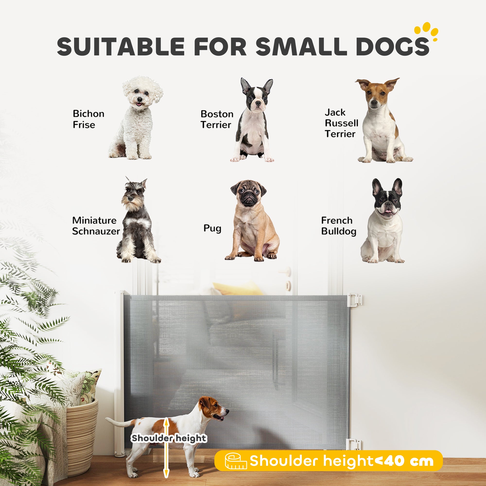 PawHut Retractable Safety Gate, Dog Pet Barrier, Folding Protector, for Home, Doorway, Stairs, 82.5H x 115Lcm - Grey