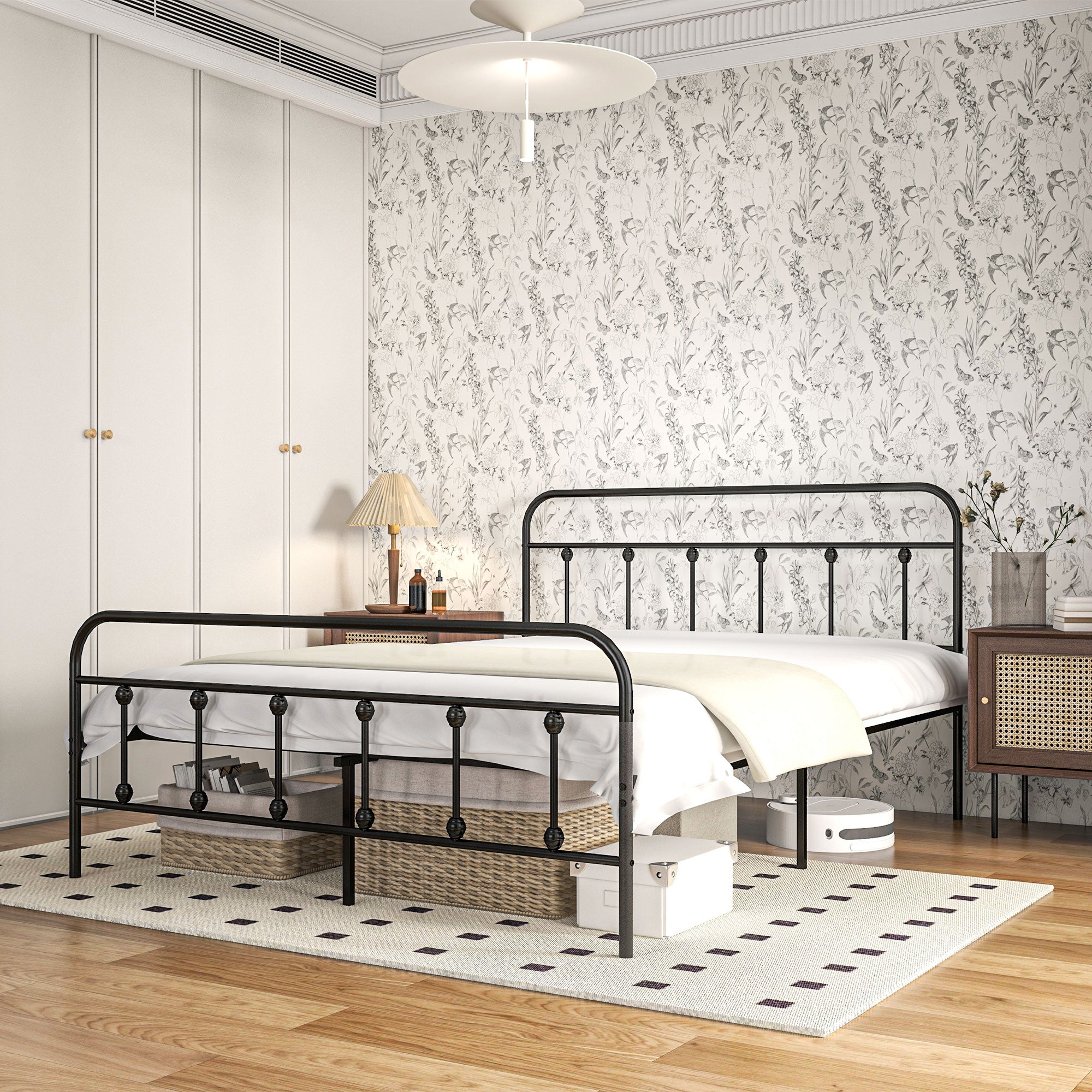 HOMCOM King Size Minimalistic Metal Bed Frame - Black - North Peak Garden Furniture