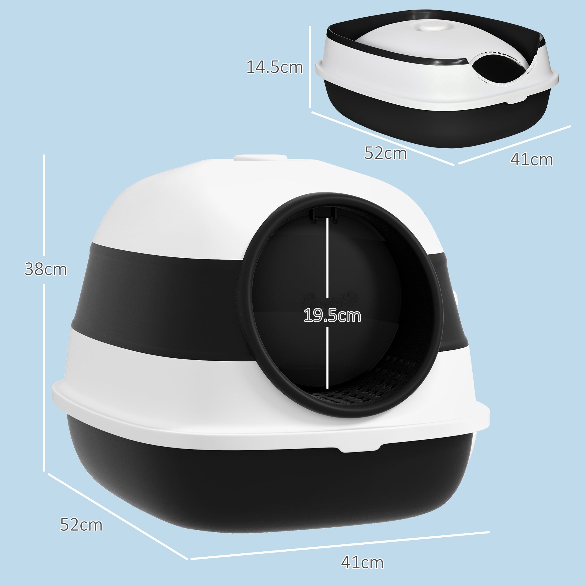 PawHut Foldable Cat Litter Tray with Lid, Deodorant, Scoop, Black - North Peak Garden Furniture