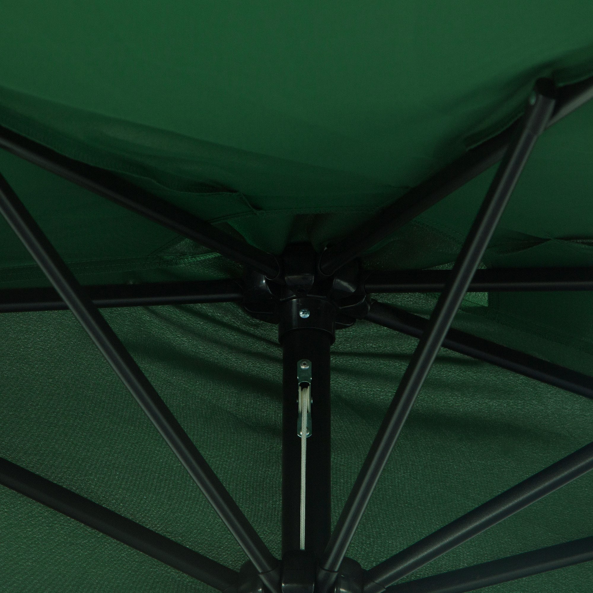 Outsunny 3(m) Half Parasol Semi Round Umbrella Patio Metal Frame Crank Handle for Balcony-- NO BASE INCLUDED, Green - North Peak Garden Furniture