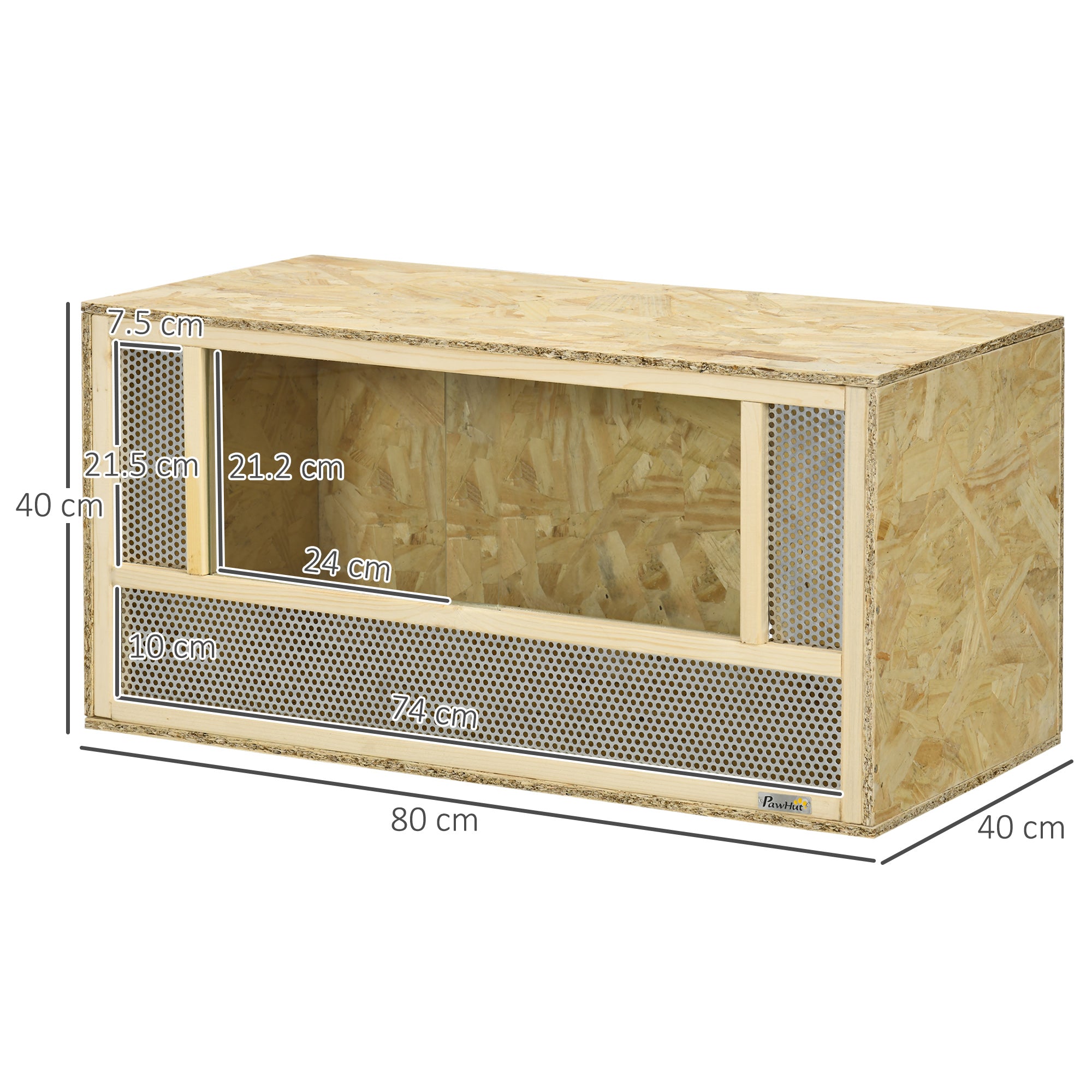 PawHut Reptile Terrarium Vivarium, Climbing Pet Containers, Reptile Habitat w/ Transparent Sliding Doors, Breathable Mesh, for Lizards, Horned Frogs, Snakes and Chameleons, 80 x 40 x 40 cm - North Peak Garden Furniture