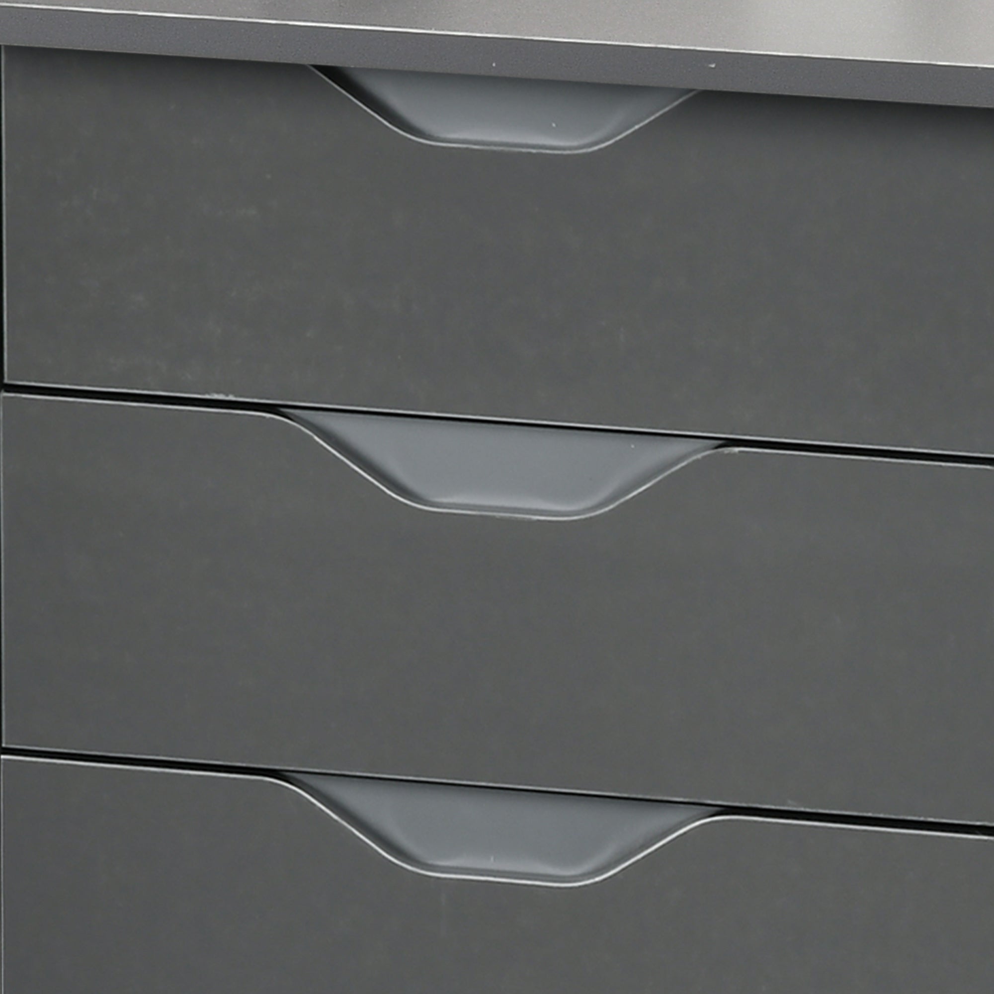 HOMCOM Computer Desk with Drawers, High Gloss Home Office Desk with Storage Cabinet, Study Workstation, 120 x 60cm, Grey - North Peak Garden Furniture