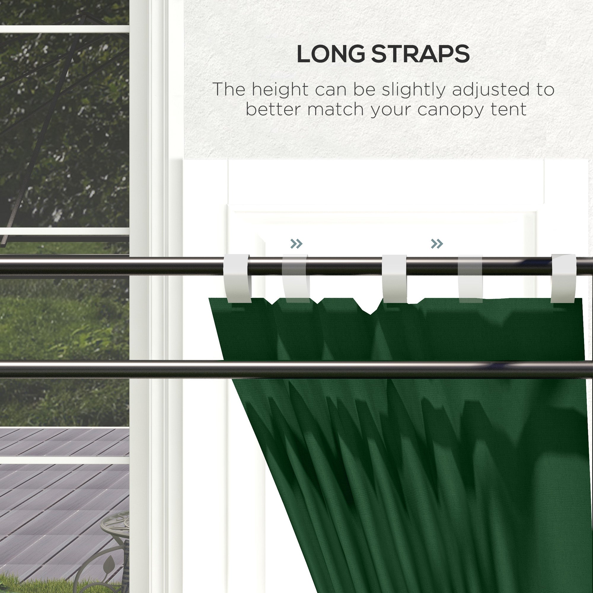 Outsunny Set of Two 295cm Replacement Canopy Walls - Green - North Peak Garden Furniture