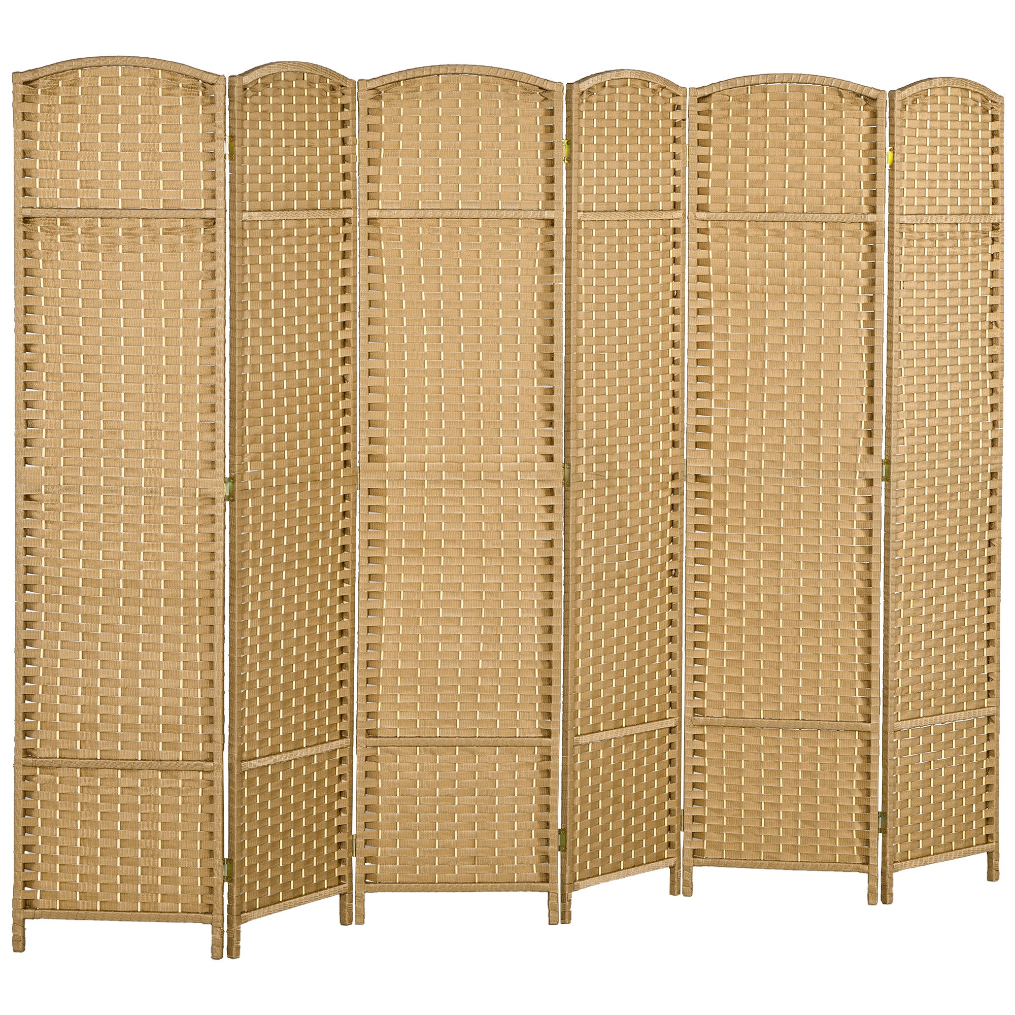HOMCOM 6 Panel Folding Room Divider, Freestanding Privacy Screen for Living Room, Bedroom and Office, 240 x 170cm, Natural - North Peak Garden Furniture