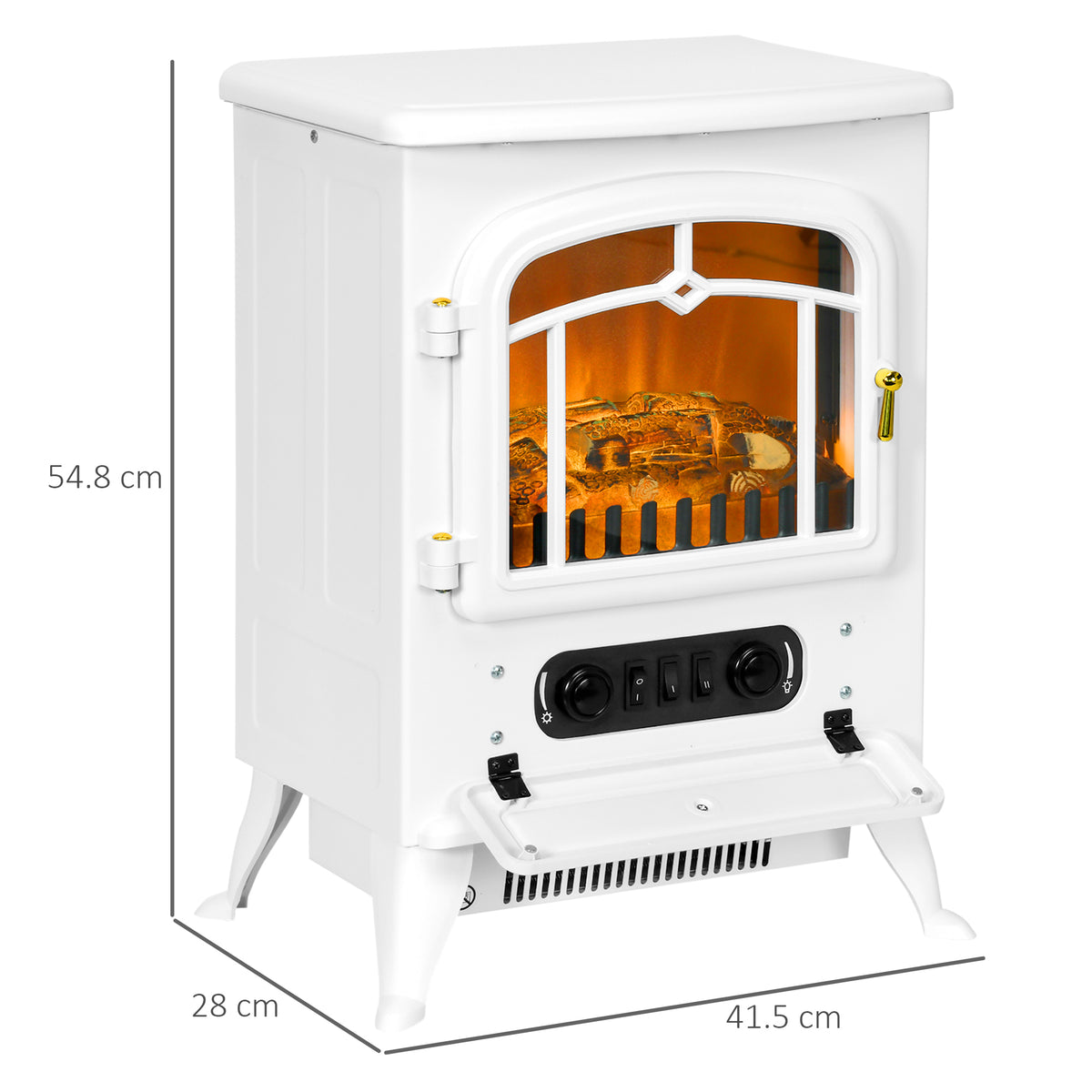 HOMCOM Modern Electric Fireplace, Freestanding Electric Stove Fire with Flame Effect, 1000/2000W, White