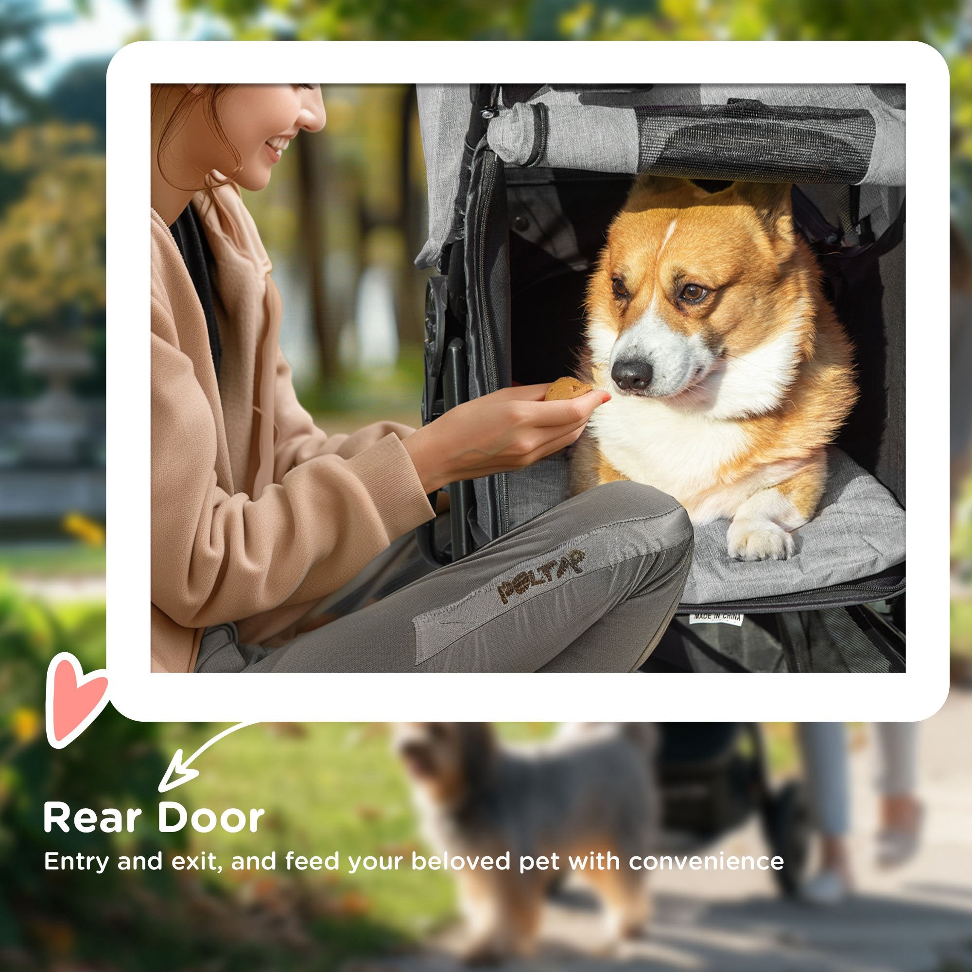 PawHut Dog Pram Dog Stroller Pet Stroller, 3 Wheels Dog Pushchair with Brake, for Small Miniature Dogs, Cats, Red - North Peak Garden Furniture