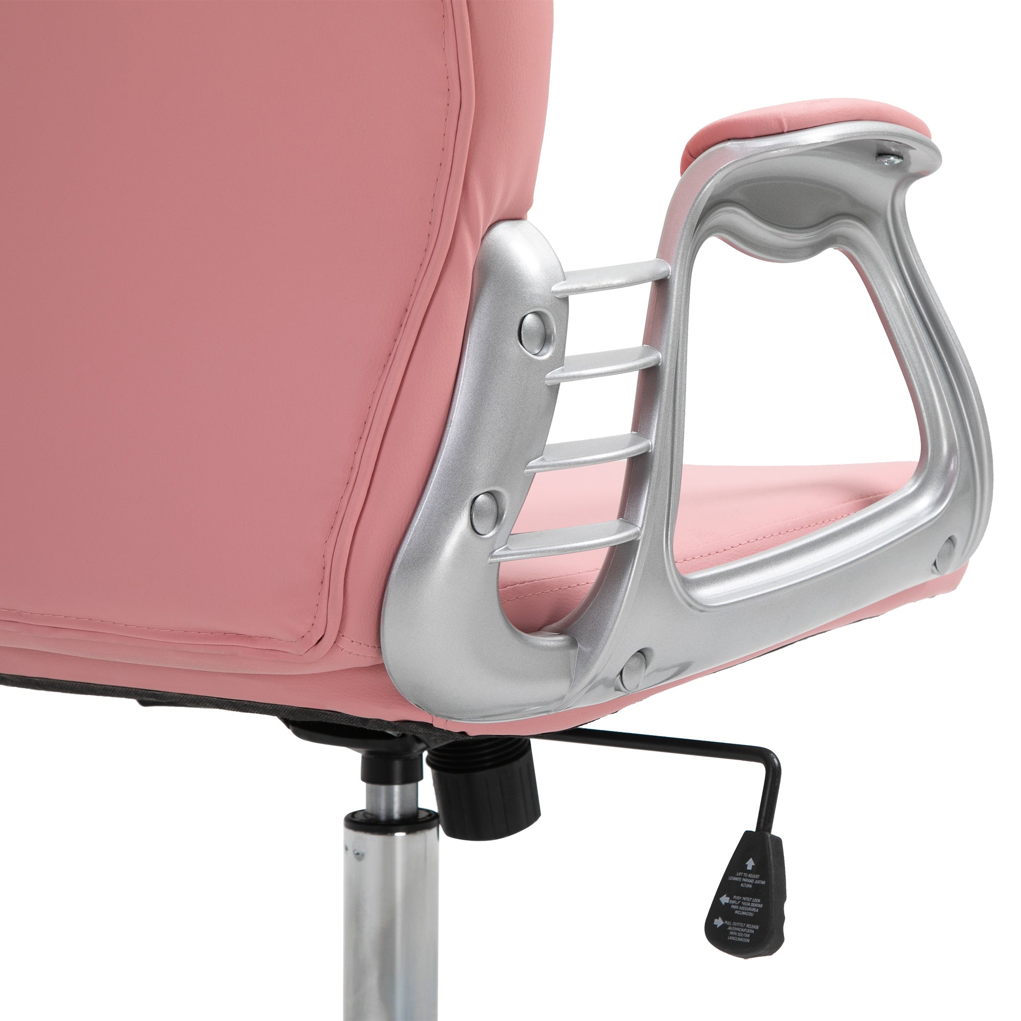 Vinsetto Office Chair Ergonomic 360° Swivel PU Diamante Padded Base 5 Castor Wheels for Home Work Pink - North Peak Garden Furniture