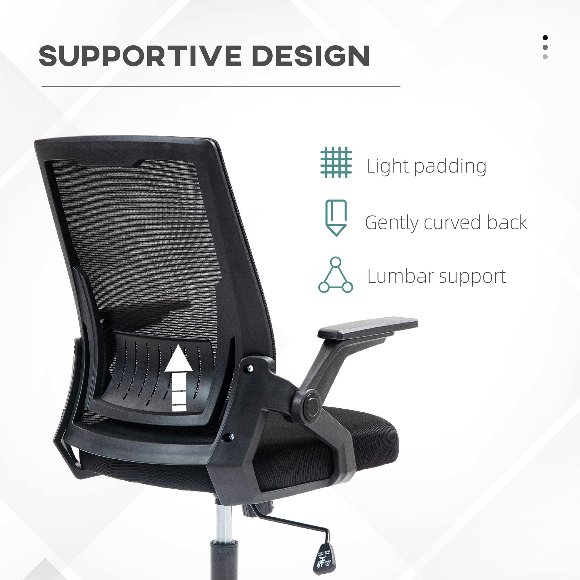 Vinsetto Office Chair, with Lumbar Support - Black - North Peak Garden Furniture