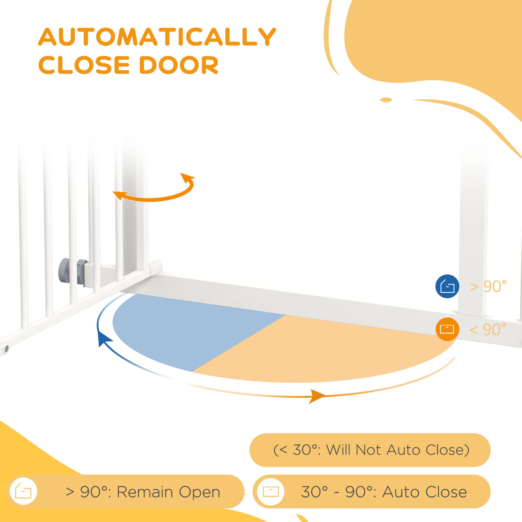PawHut Pressure Fit Stair Gate, Dog Gate w/ Auto Closing Door, for Small, Medium Dog, Easy Installation, for 74-80cm Opening - North Peak Garden Furniture