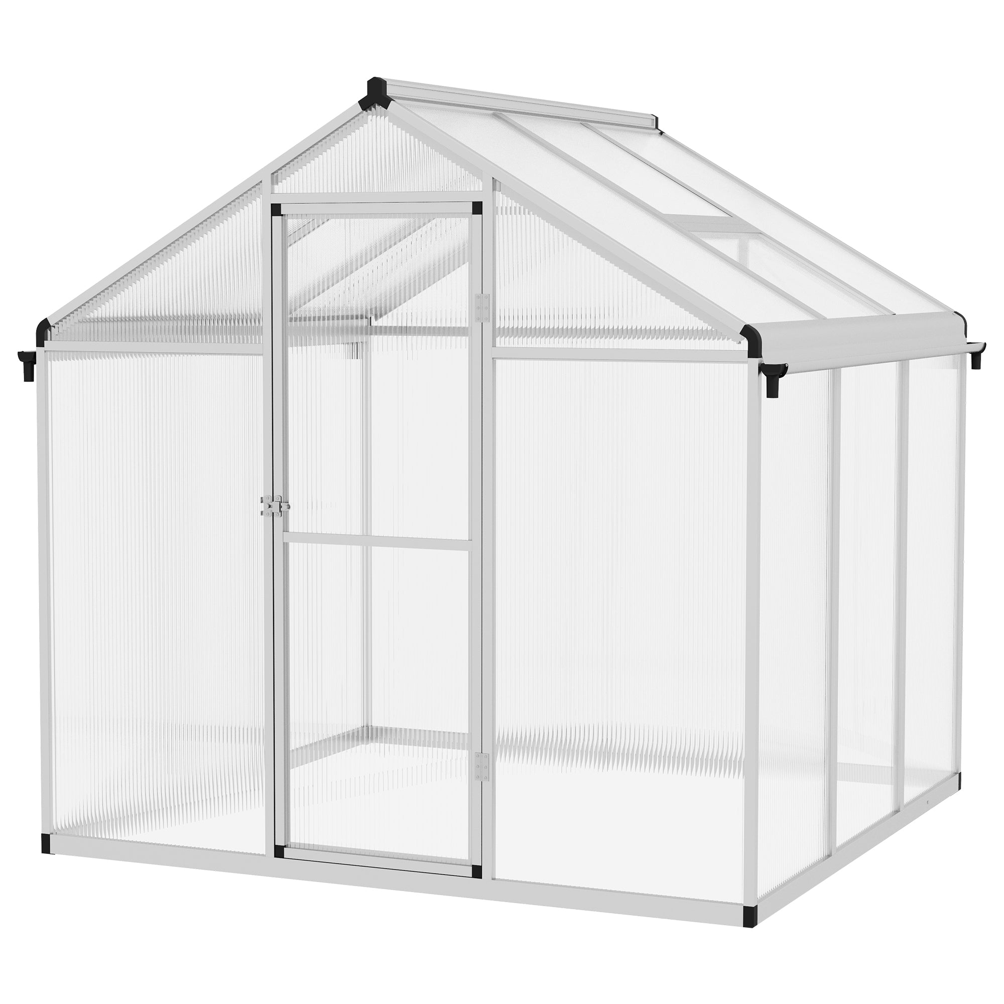 Outsunny 6 x 6ft Aluminium Frame Greenhouse, with Foundation - North Peak Garden Furniture