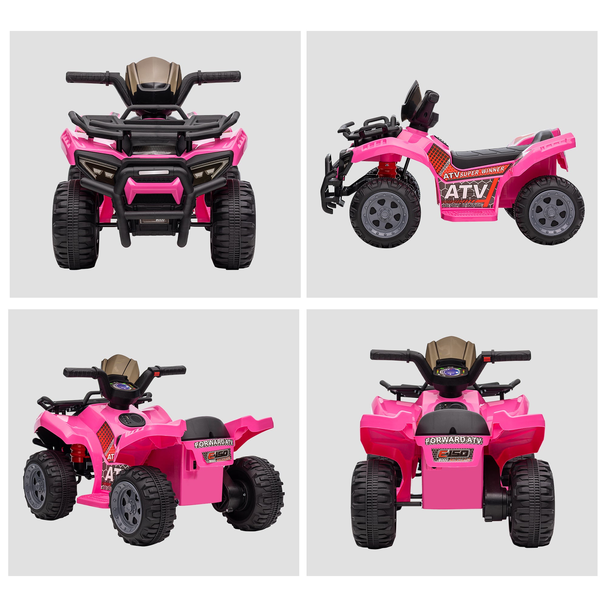 HOMCOM 6V Kids Electric Ride on Car Toddlers Quad Bike All Terrain Vehicle Toy With Music for 18-36 months Pink