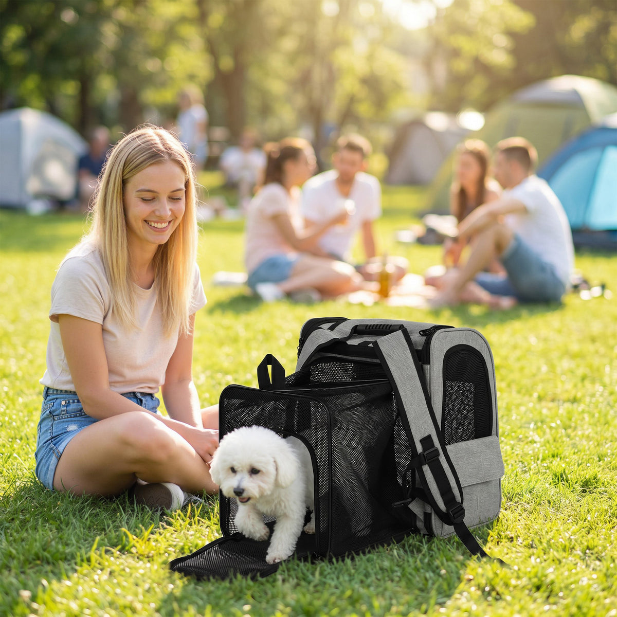 PawHut Dog Carrier Backpack Expandable, Breathable Pet Carrier Bag for Small Puppy Cat with Reflective Strip for Travel Hiking