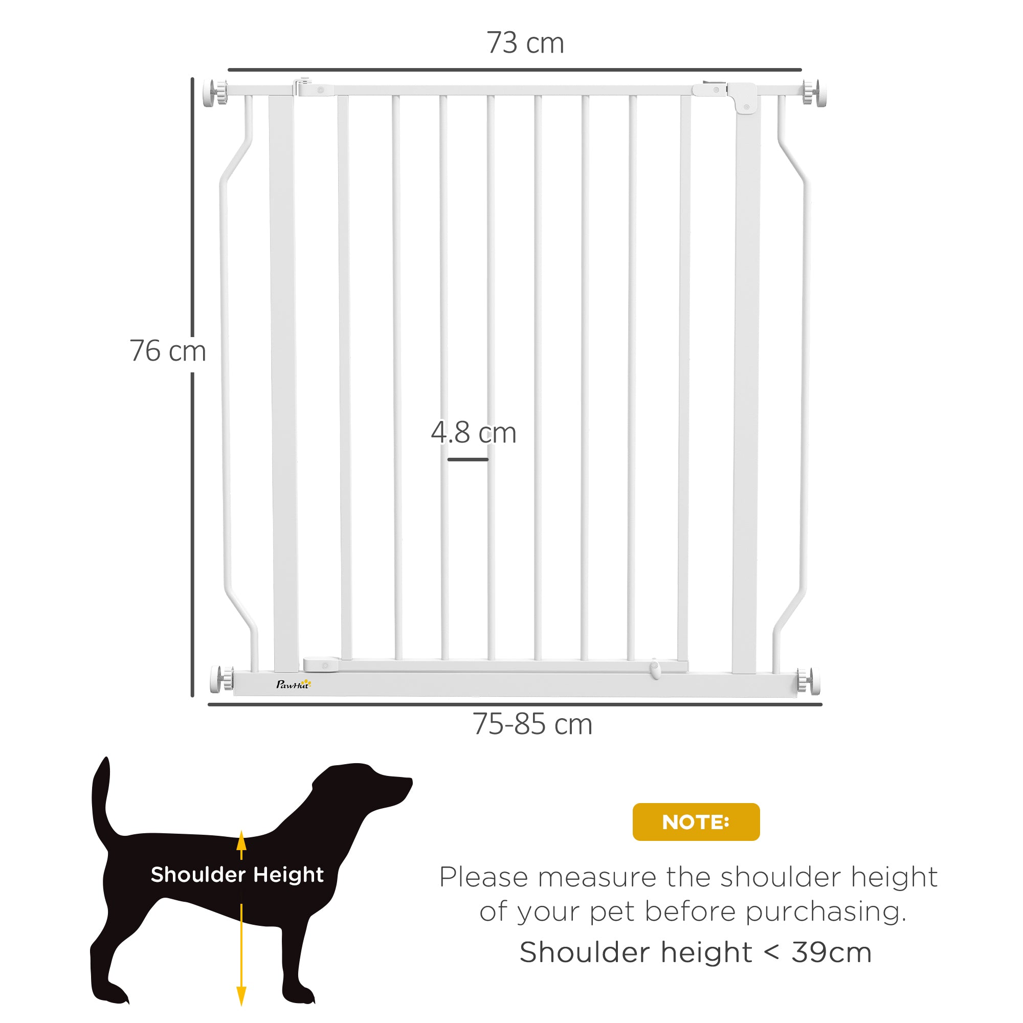 PawHut Extra Wide Dog Safety Gate, with Door Pressure, for Doorways, Hallways, Staircases - White - North Peak Garden Furniture
