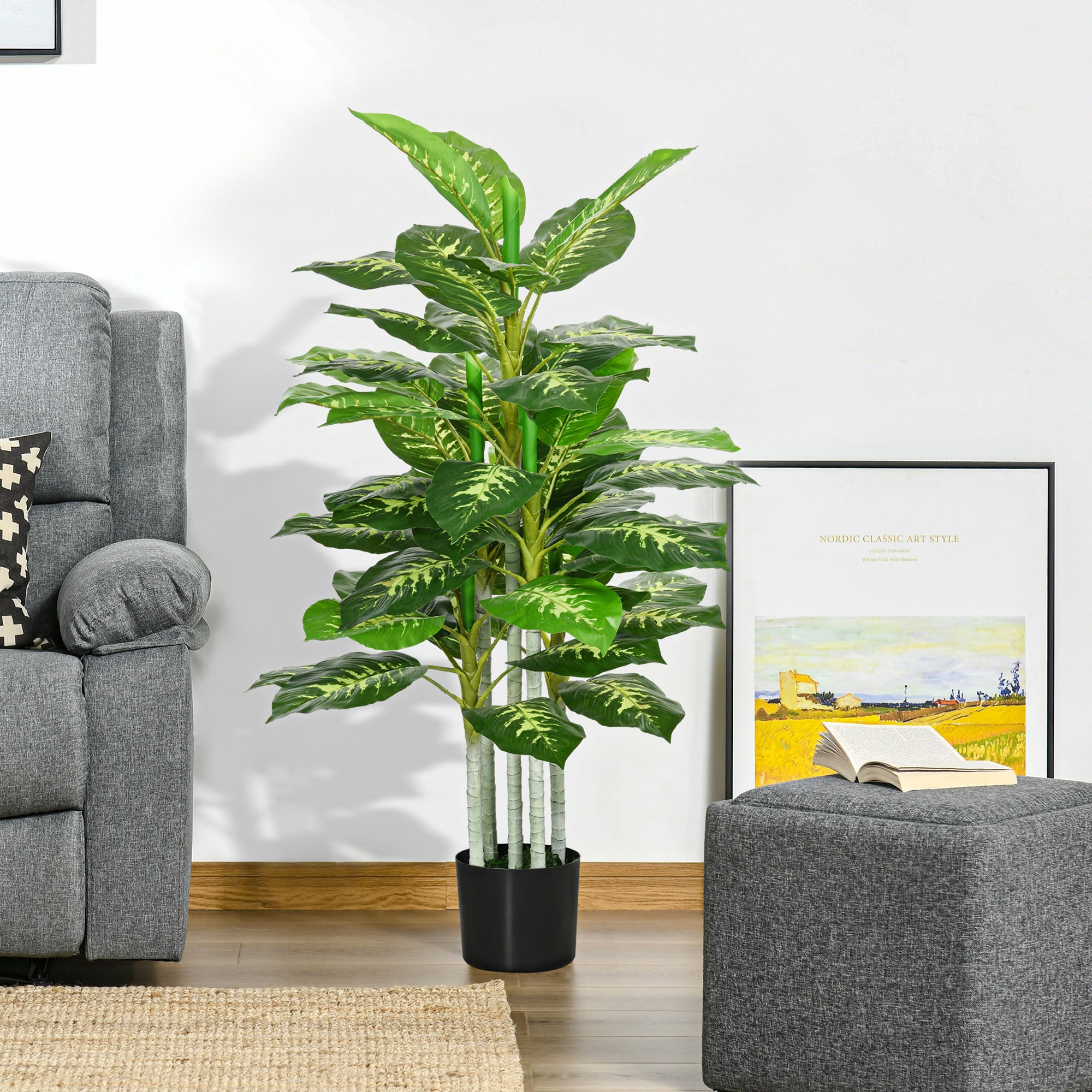 HOMCOM Artificial Evergreen Tree Fake Decorative Plant in Nursery Pot for Indoor Outdoor Decor, 120cm - North Peak Garden Furniture