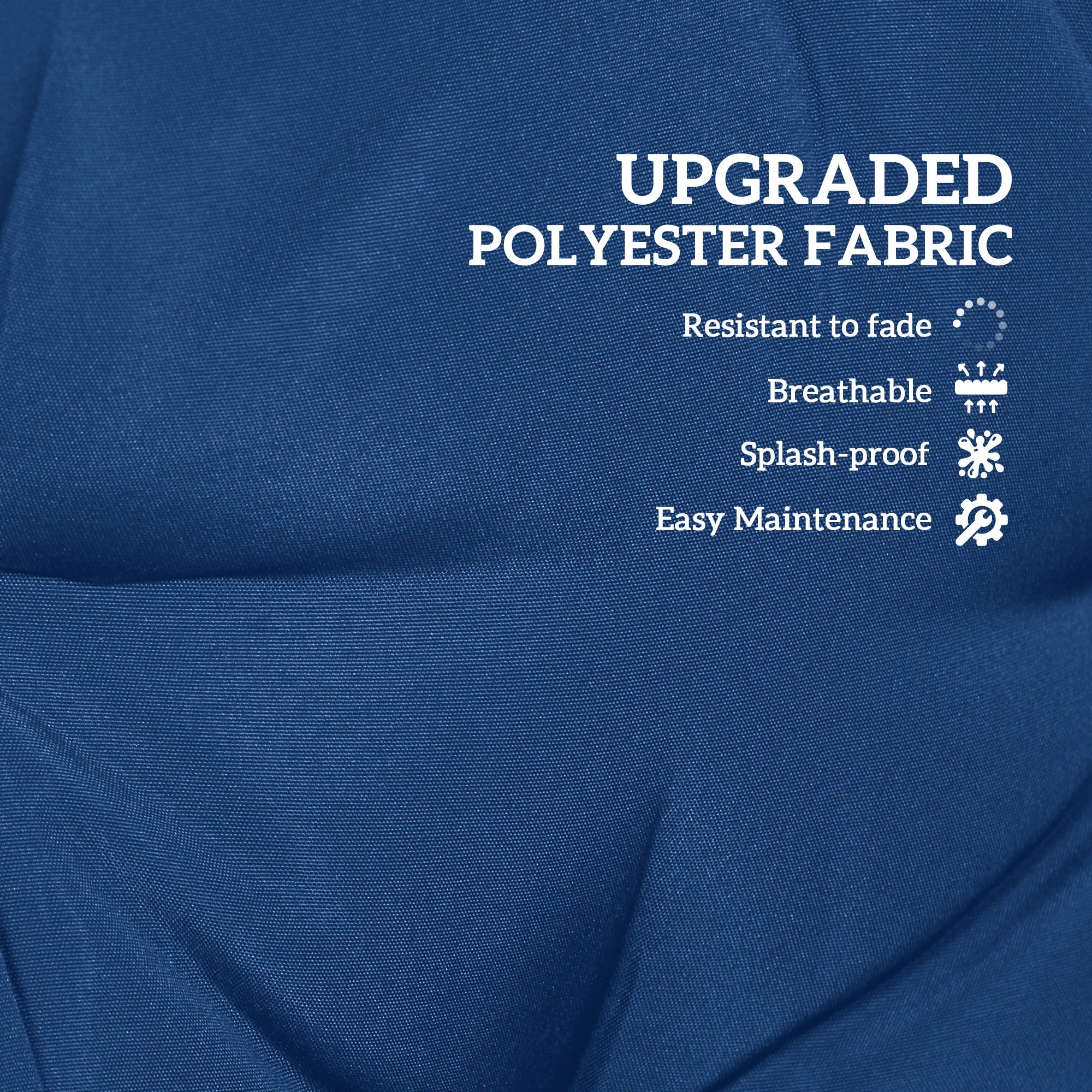 Outsunny Outdoor Seat Cushions Back Cushion with 2 Pillows, Water Repellent Seat Pads for 3-Seater Chair, Dark Blue