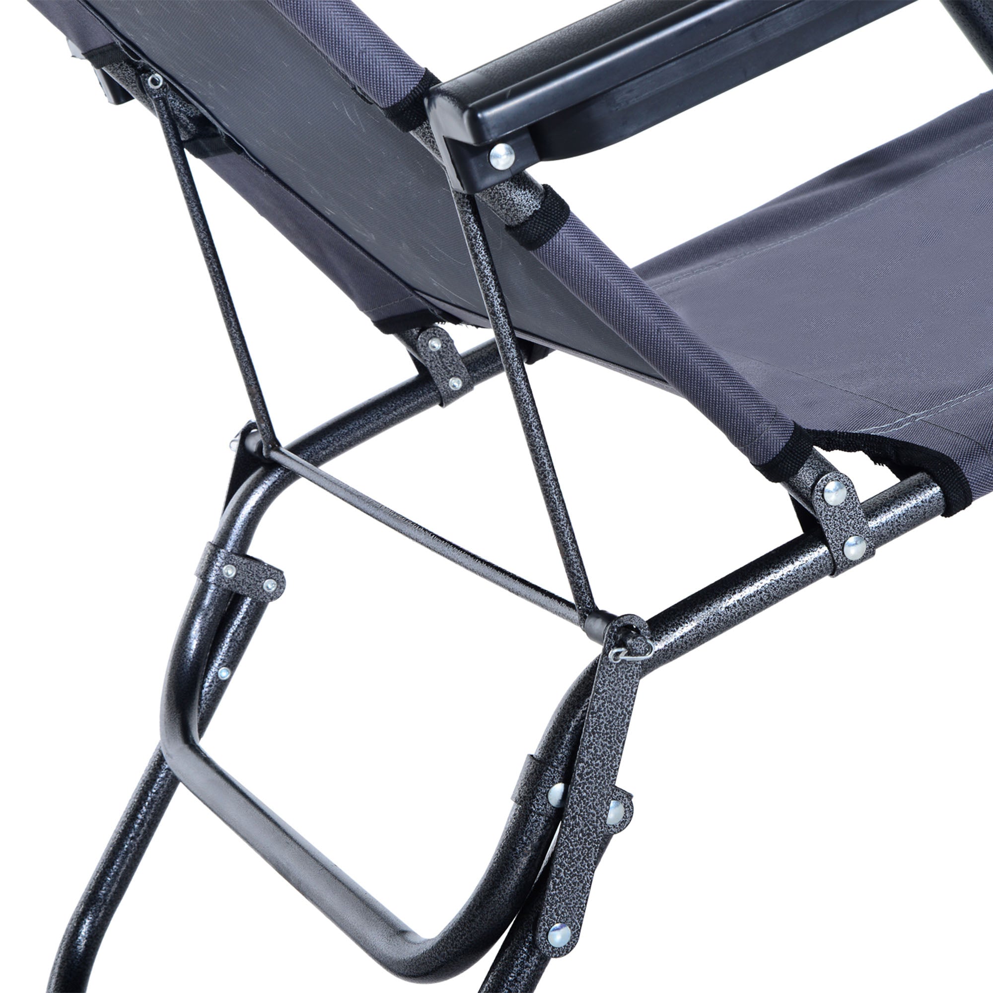 Outsunny 2 Pieces 2 in 1 Sun Lounger Folding Reclining Chair Garden Outdoor Camping Adjustable Back with Pillow, Grey - North Peak Garden Furniture