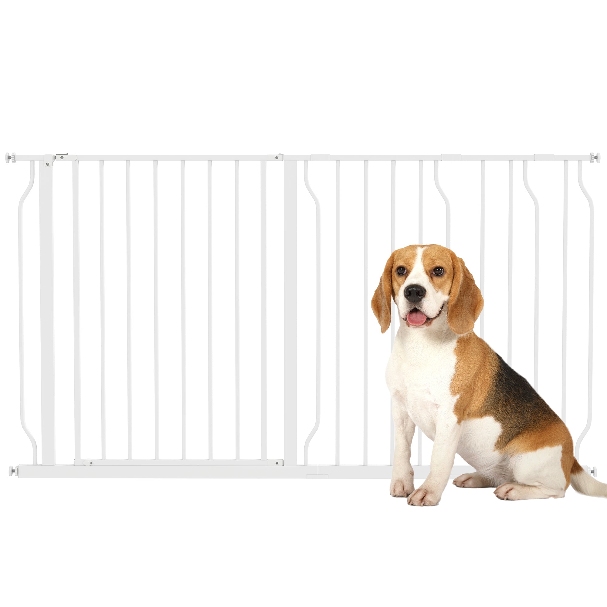 PawHut Extra Wide Dog Safety Gate, with Door Pressure, for Doorways, Hallways, Staircases - White