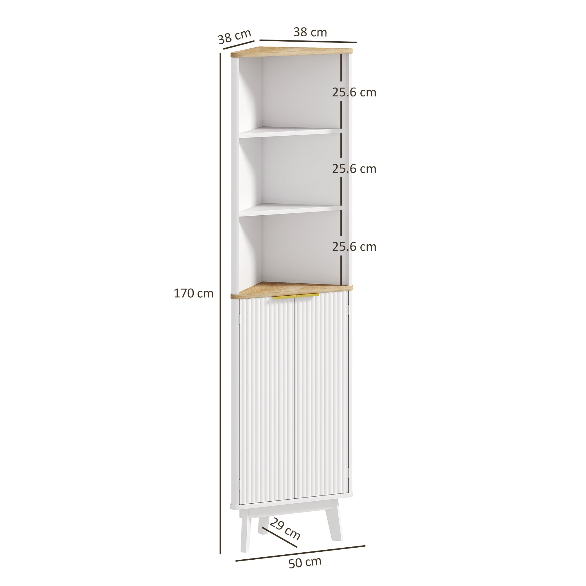 HOMCOM Tall Bathroom Storage Cabinet, Slim Bathroom Storage Unit with Doors and Adjustable Shelves, Freestanding Bathroom Cabinet with Curved Profile Design, White - North Peak Garden Furniture