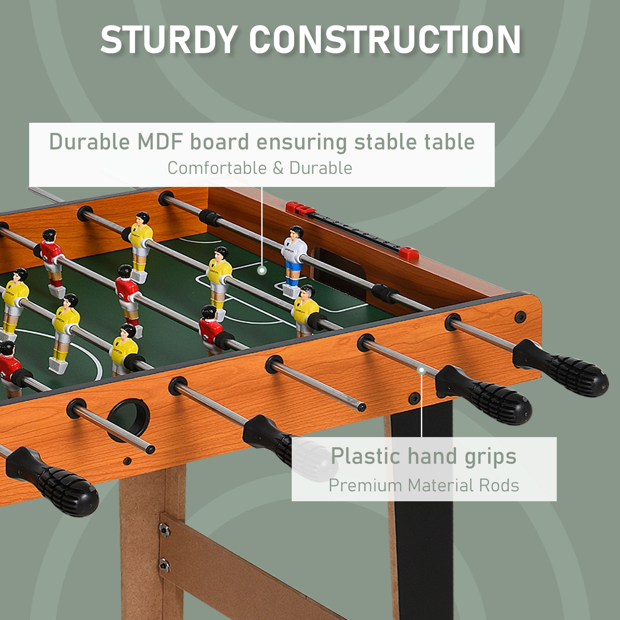 HOMCOM Football Table Heavy Duty  84.5cm for Arcades, Pub, Game Room, 8 Rods, 2 Foosballs