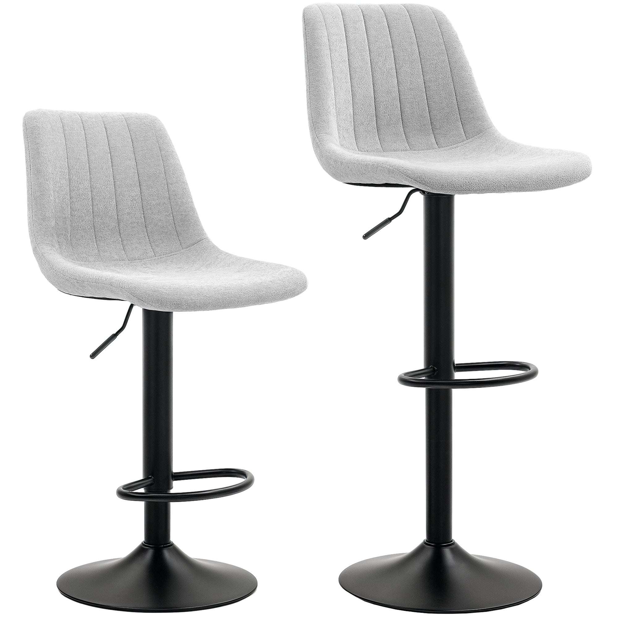 HOMCOM Set of Two Chenille-Feel Tub Bat Stools - Grey - North Peak Garden Furniture