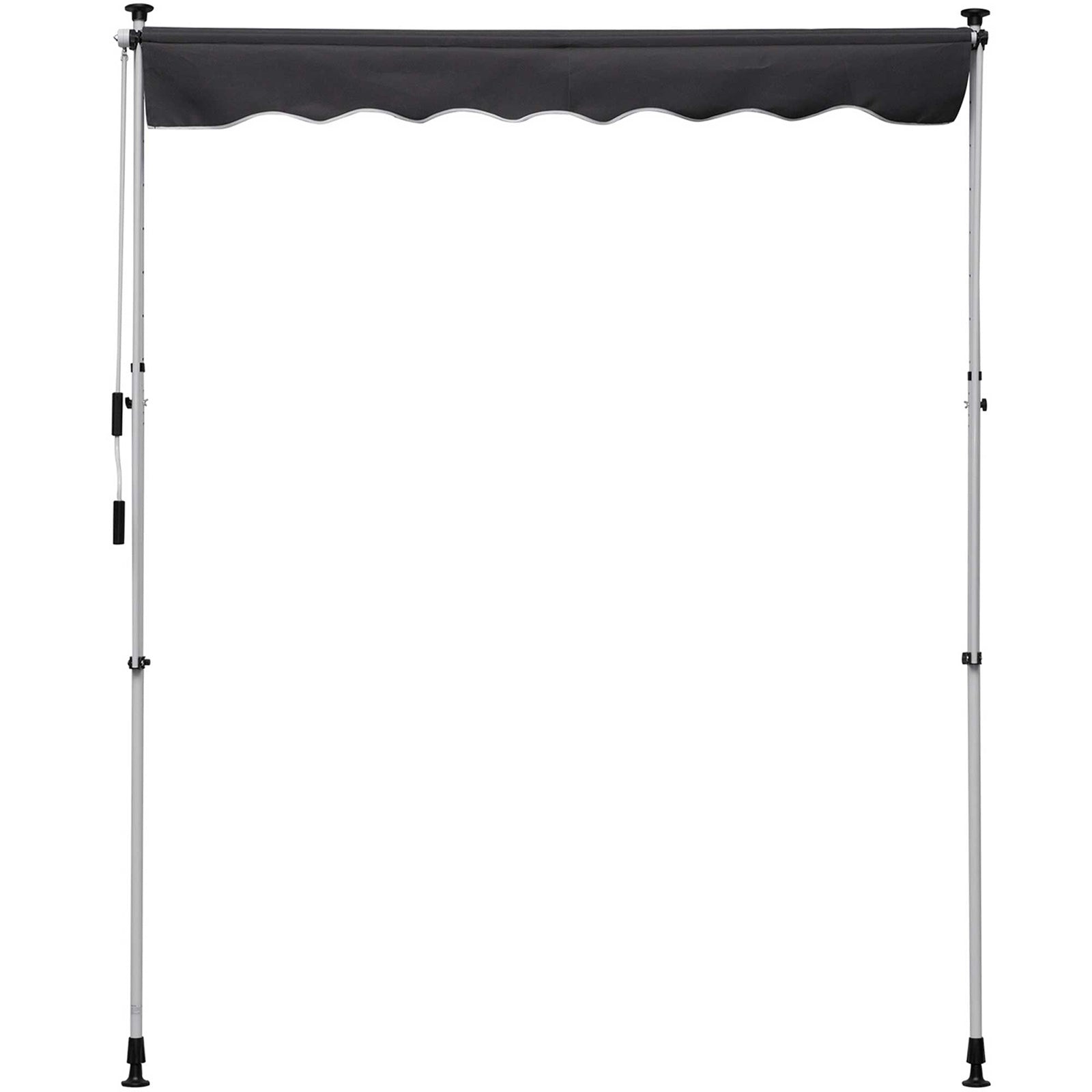 Outsunny Balcony 2 x 1.5m Manual Adjustable Awning DIY Patio Clamp Awning Canopy Retractable Shade Shelter Easy to Move for Balcony, Grey - North Peak Garden Furniture