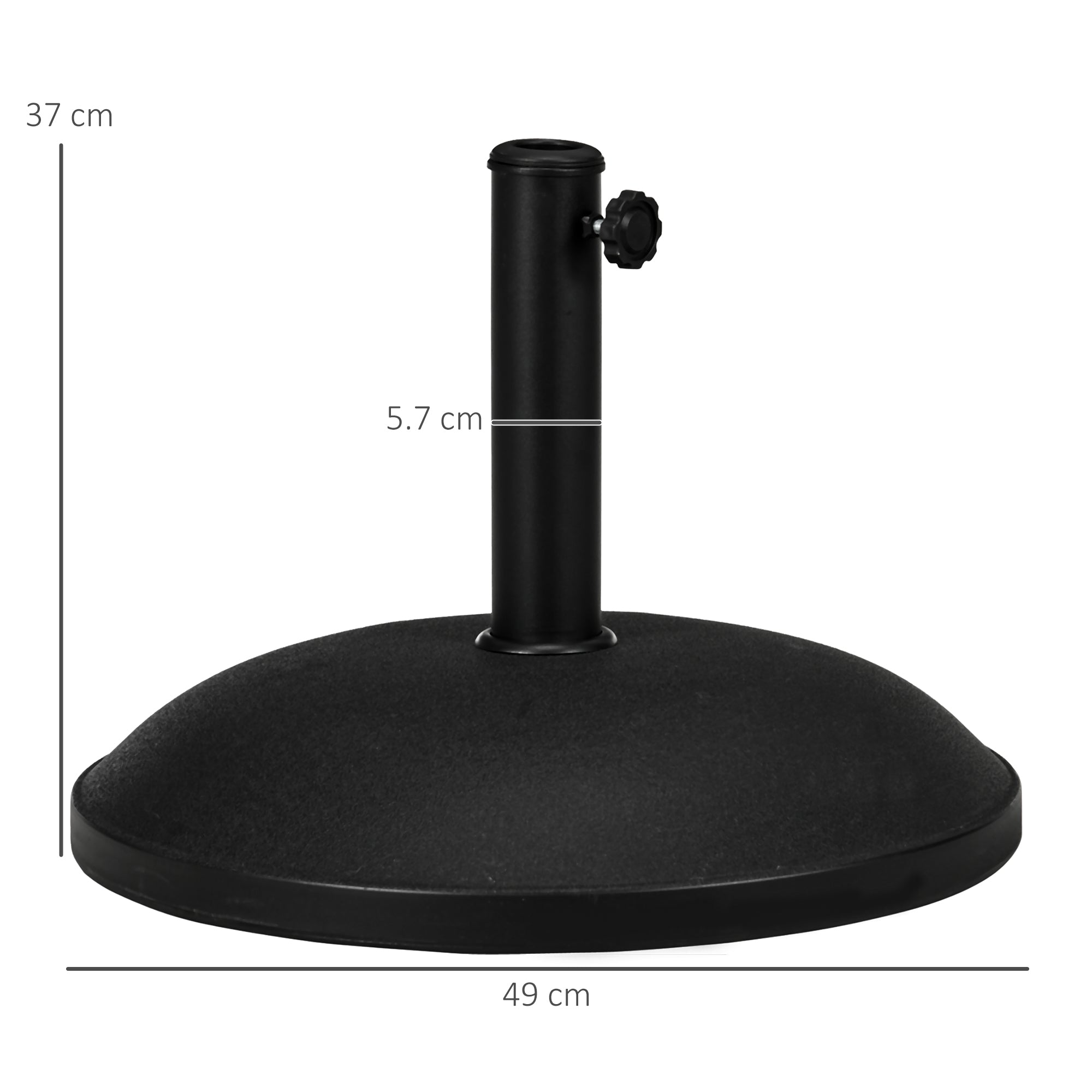 Outsunny 25kgs Round Parasol Base Concrete Umbrella Weight Stand Patio Outdoor Black Dia 49cm - North Peak Garden Furniture