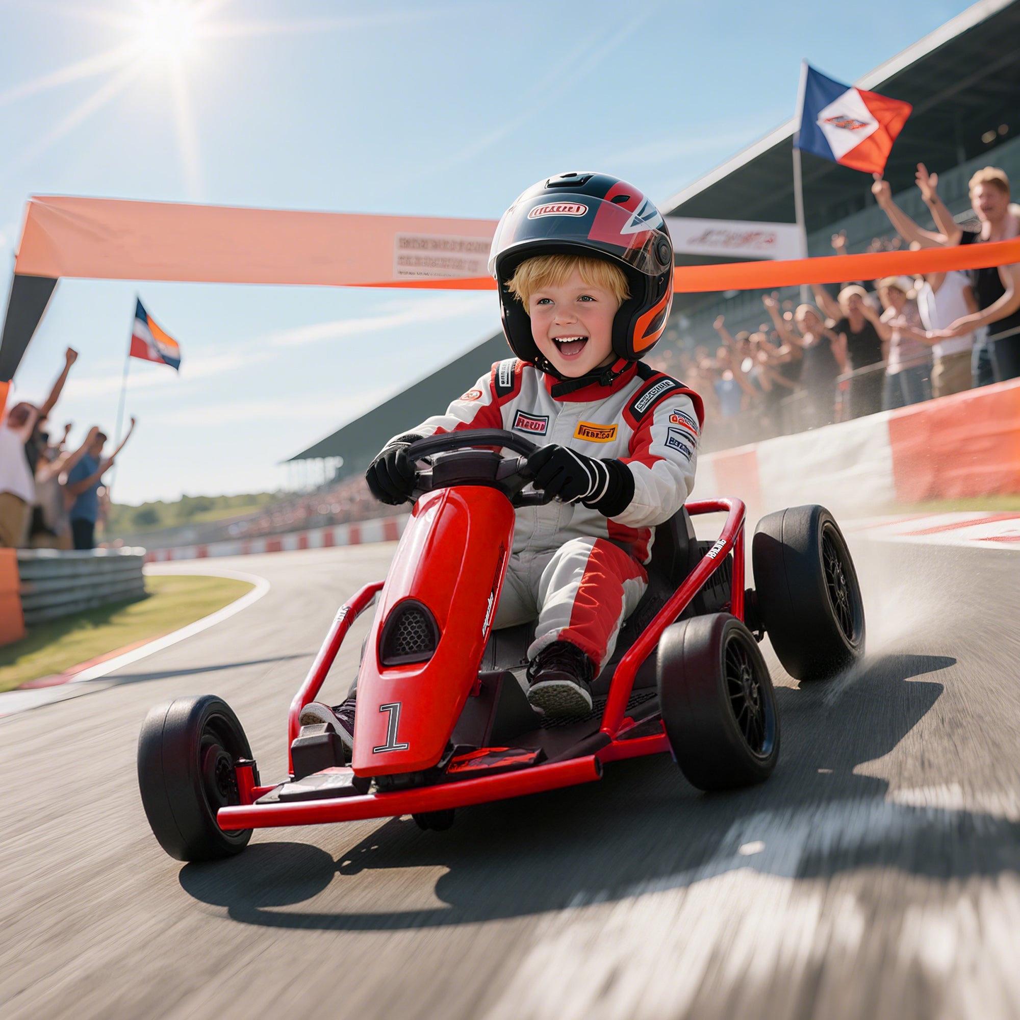 HOMCOM 24V Electric Go Kart for Kids, Drift Ride-On Racing Go Kart with 2 Speeds, for Boys Girls Aged 8-12 Years Old, Red - North Peak Garden Furniture