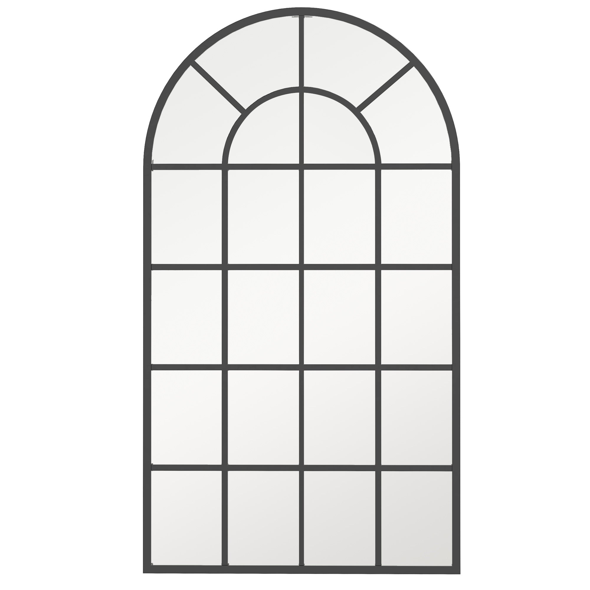 HOMCOM 110 x 62 cm Arched Decorative Wall Mirror for Bedroom Living Room, Modern Window Bathroom Mirror for Home Decor - North Peak Garden Furniture