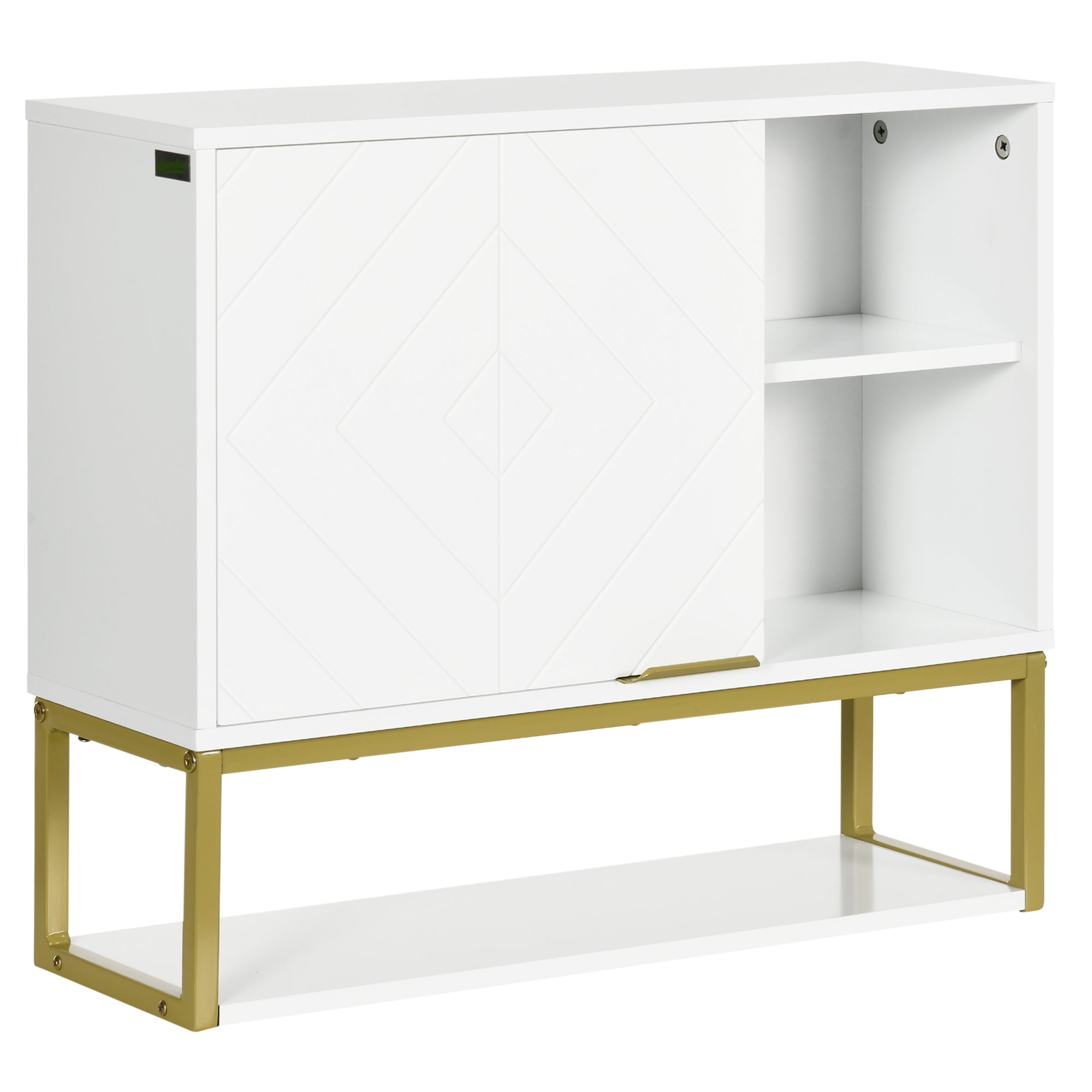 kleankin Bathroom Wall Cabinet, Over Toilet Storage Cabinet with Door and Storage Shelves for Hallway, Living Room, White - North Peak Garden Furniture