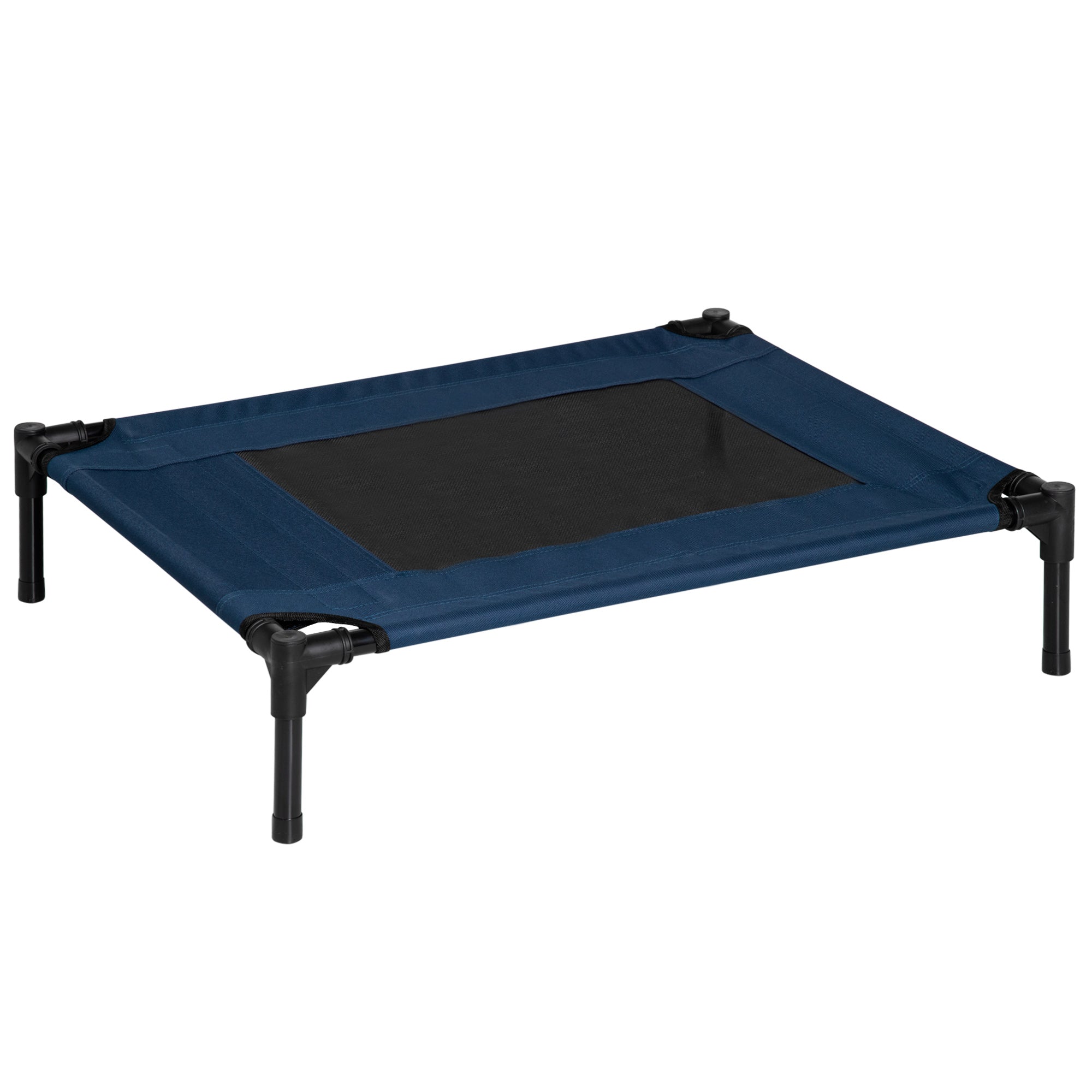 PawHut Raised Dog Bed Cat Elevated Lifted Puppy Pet Elevated Cot Portable Camping Basket – Blue (Medium) - North Peak Garden Furniture