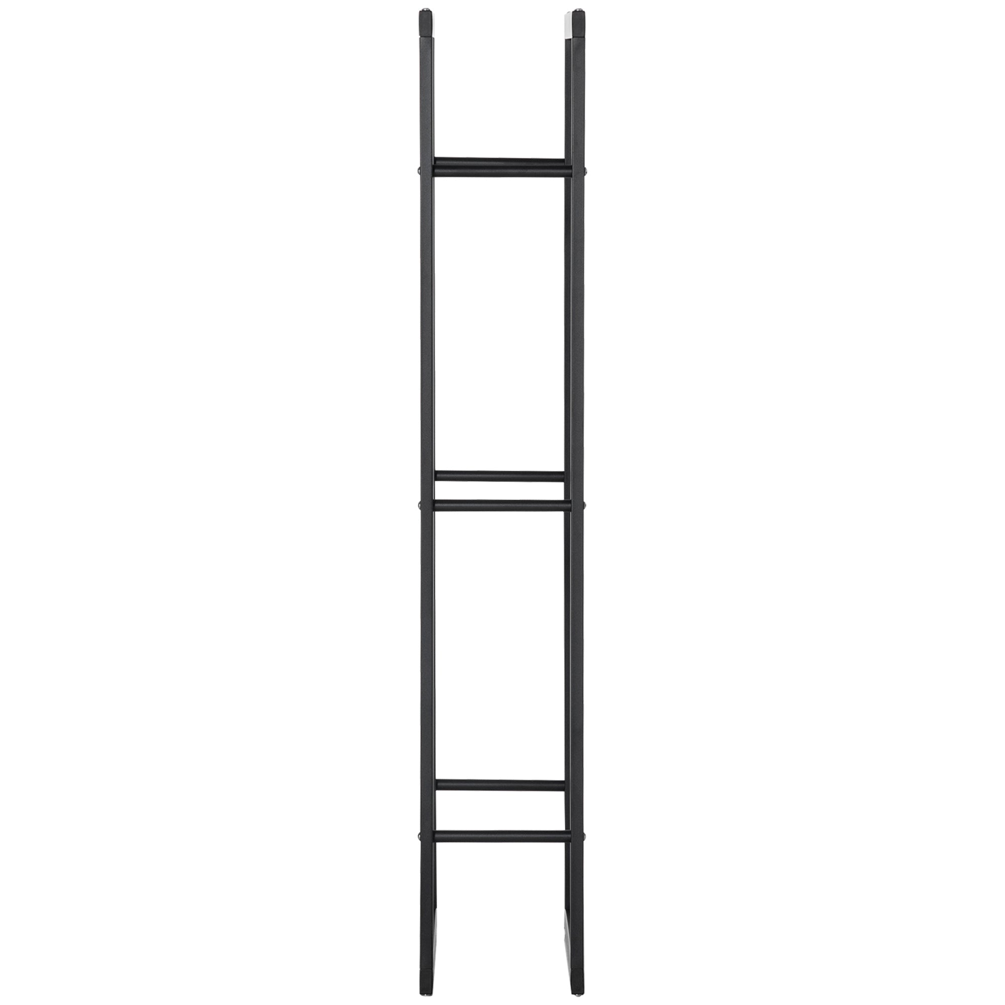 HOMCOM Metal Firewood Log Holder Tall Firewood Rack Indoor Outdoor Fireplace Wood Storage Shelf, Black, 60Wx25Dx150Hcm - North Peak Garden Furniture