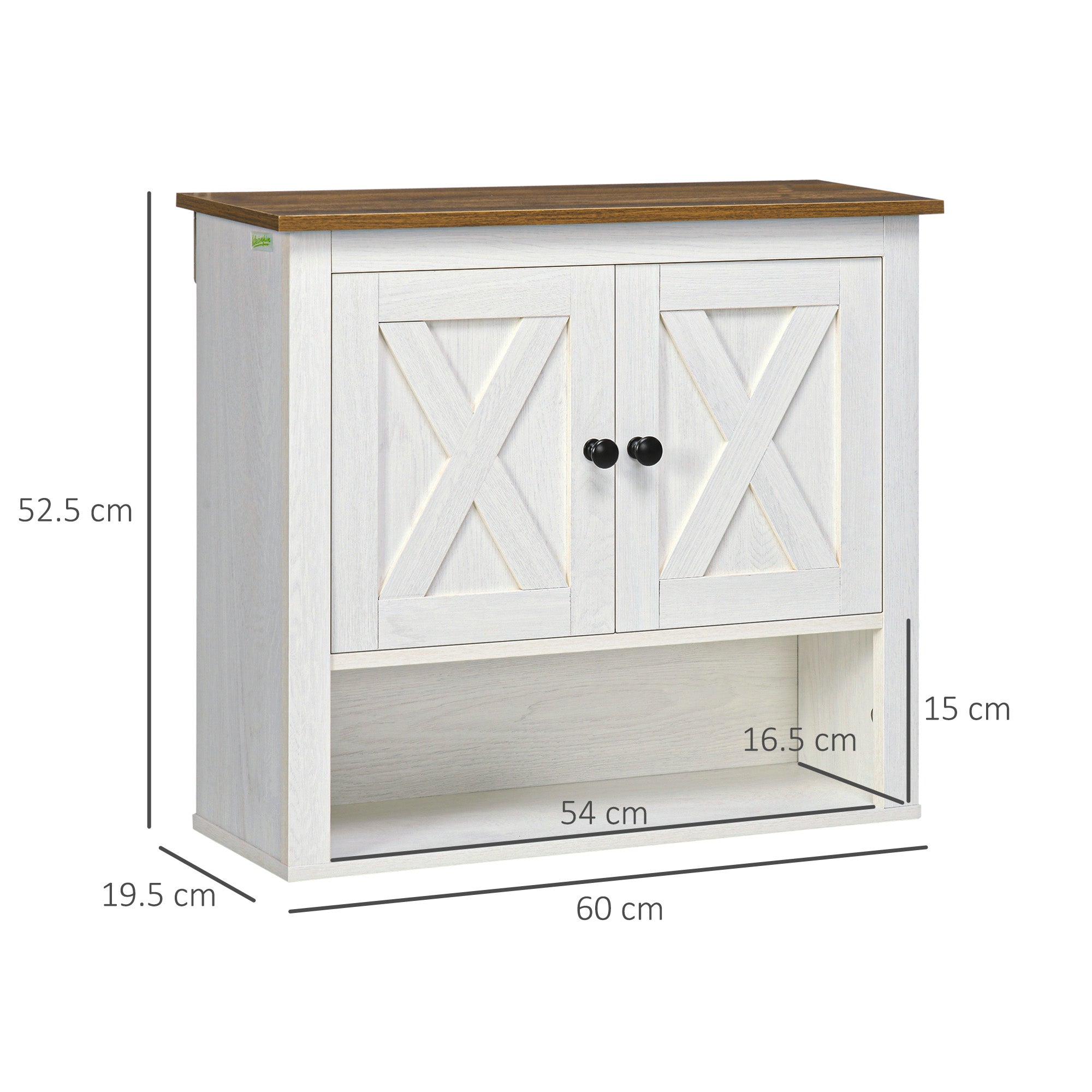 kleankin On-Wall Farmhouse Bathroom Storage Cabinet - White - North Peak Garden Furniture