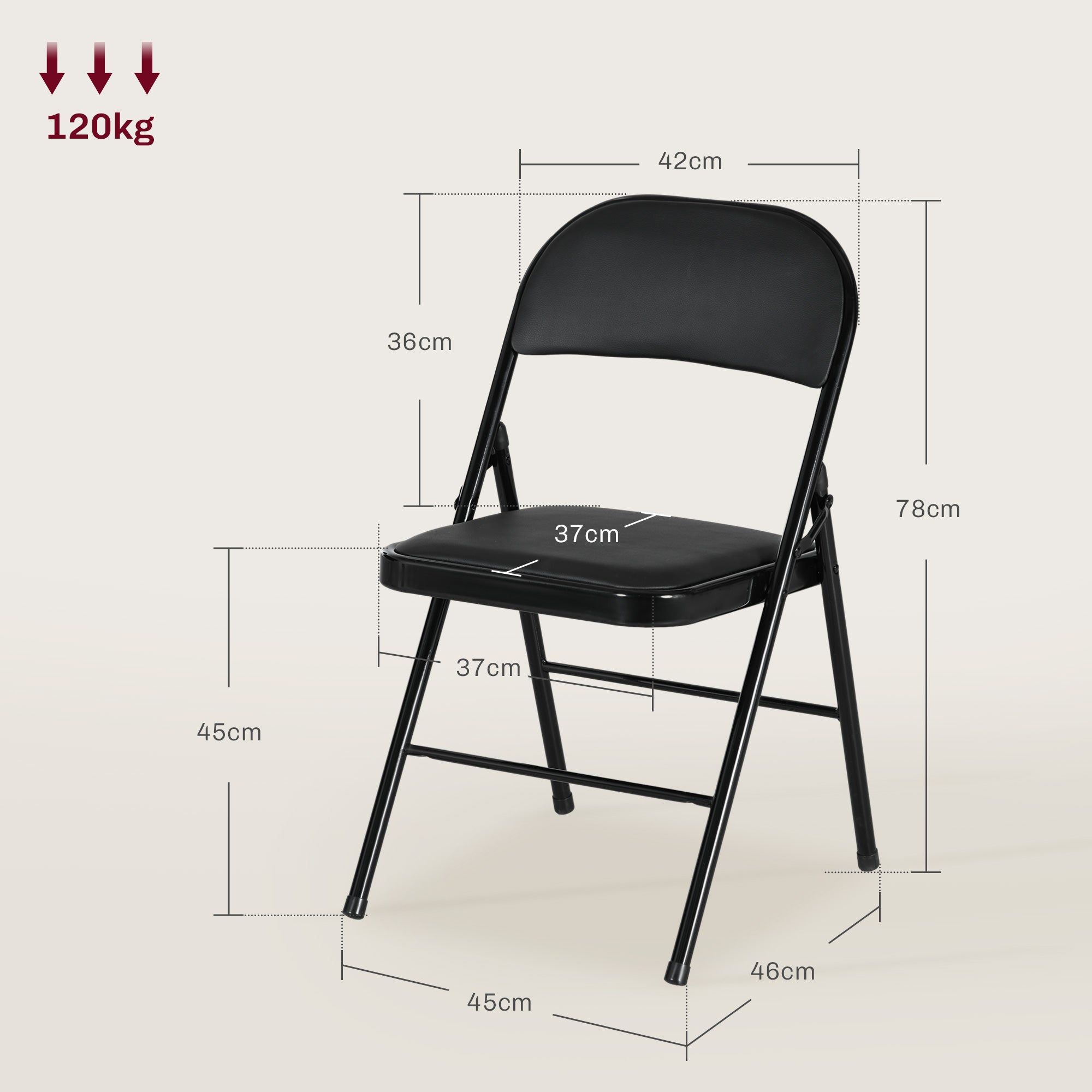 HOMCOM Set of Two Cushioned Steel Folding Chairs - Black - North Peak Garden Furniture