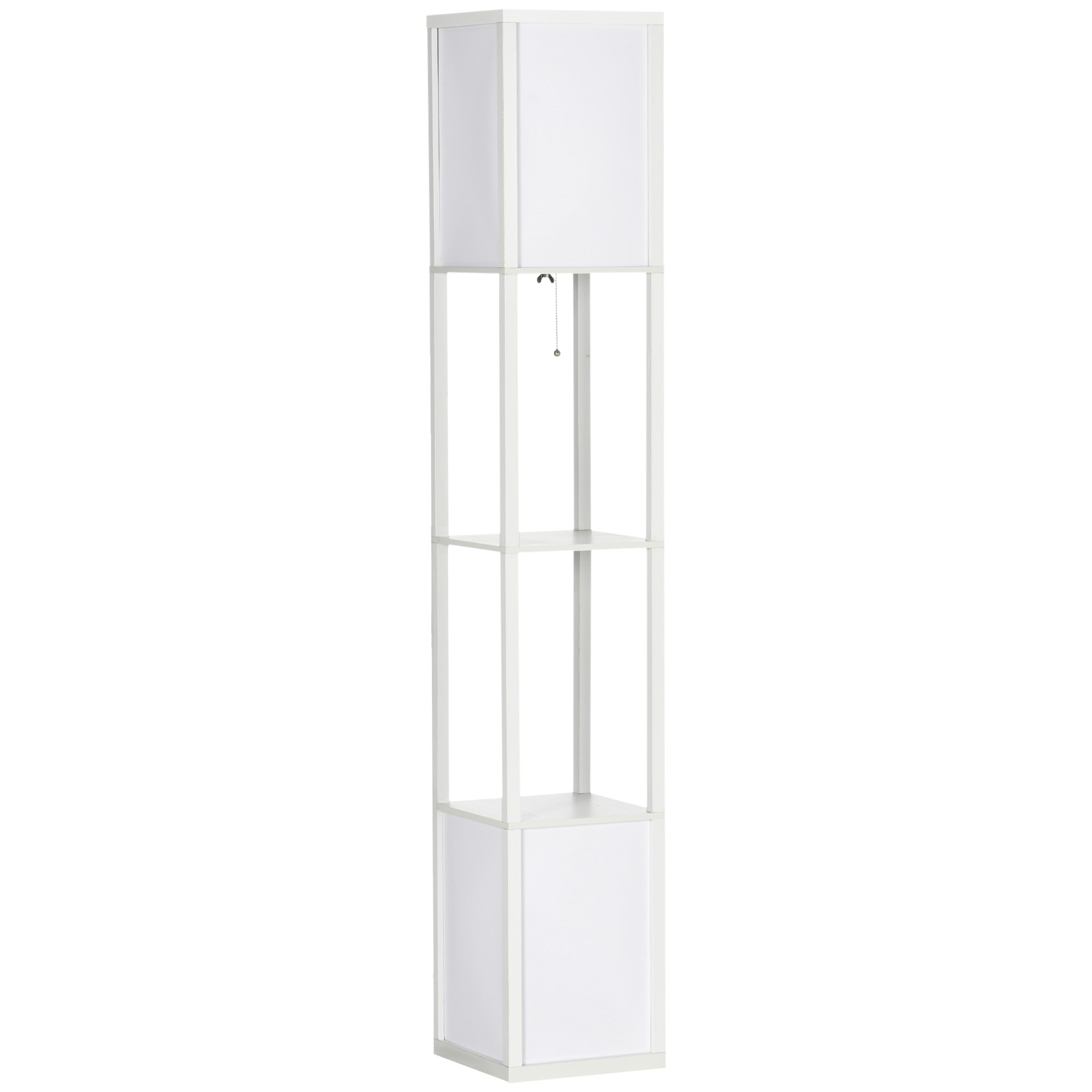 HOMCOM 156cm Floor Lamp Shelving Unit - White - North Peak Garden Furniture