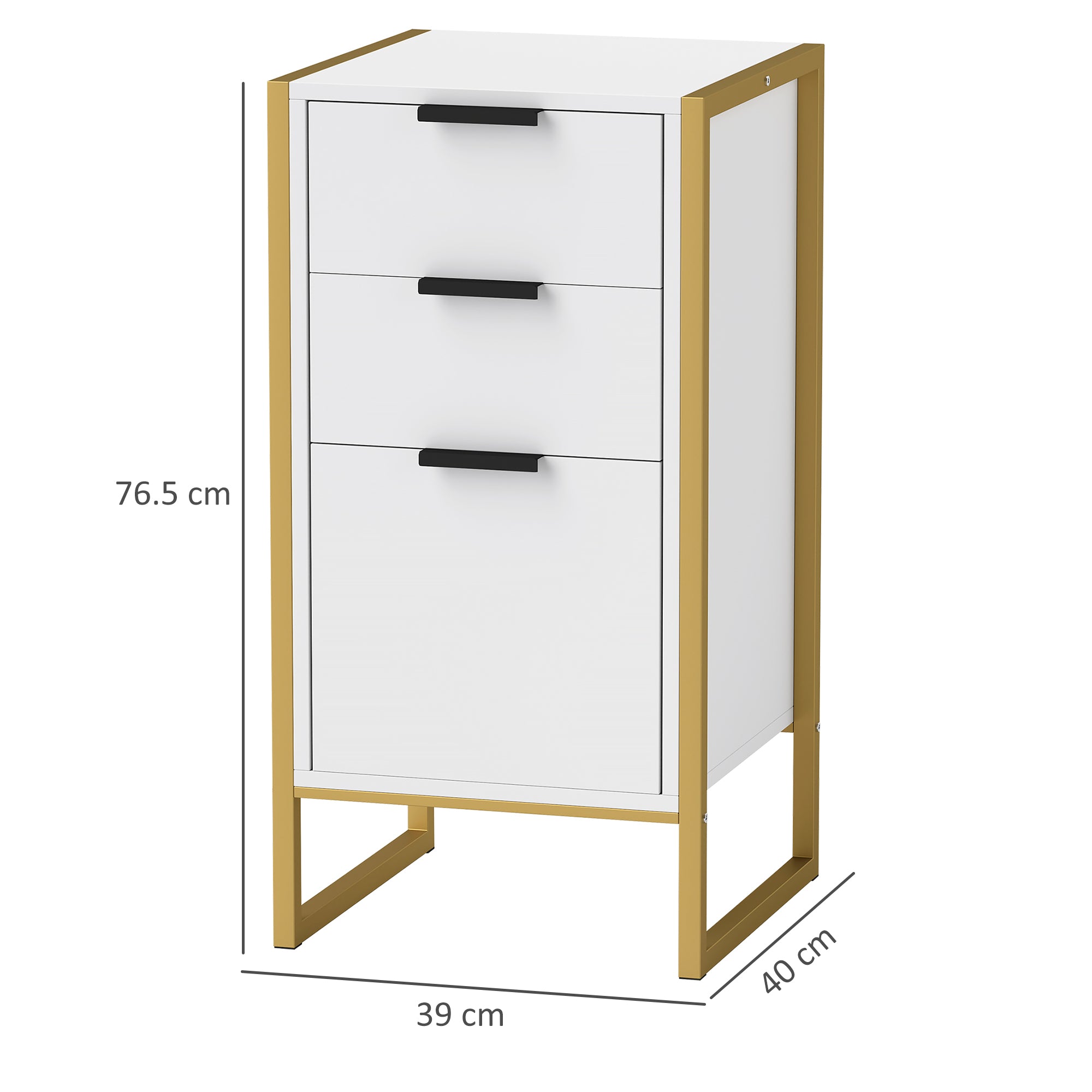 HOMCOM Bedroom Chest of Drawers, Industrial 3-Drawer Dresser, Storage Drawers Unit with Metal Frame for Living Room, White - North Peak Garden Furniture