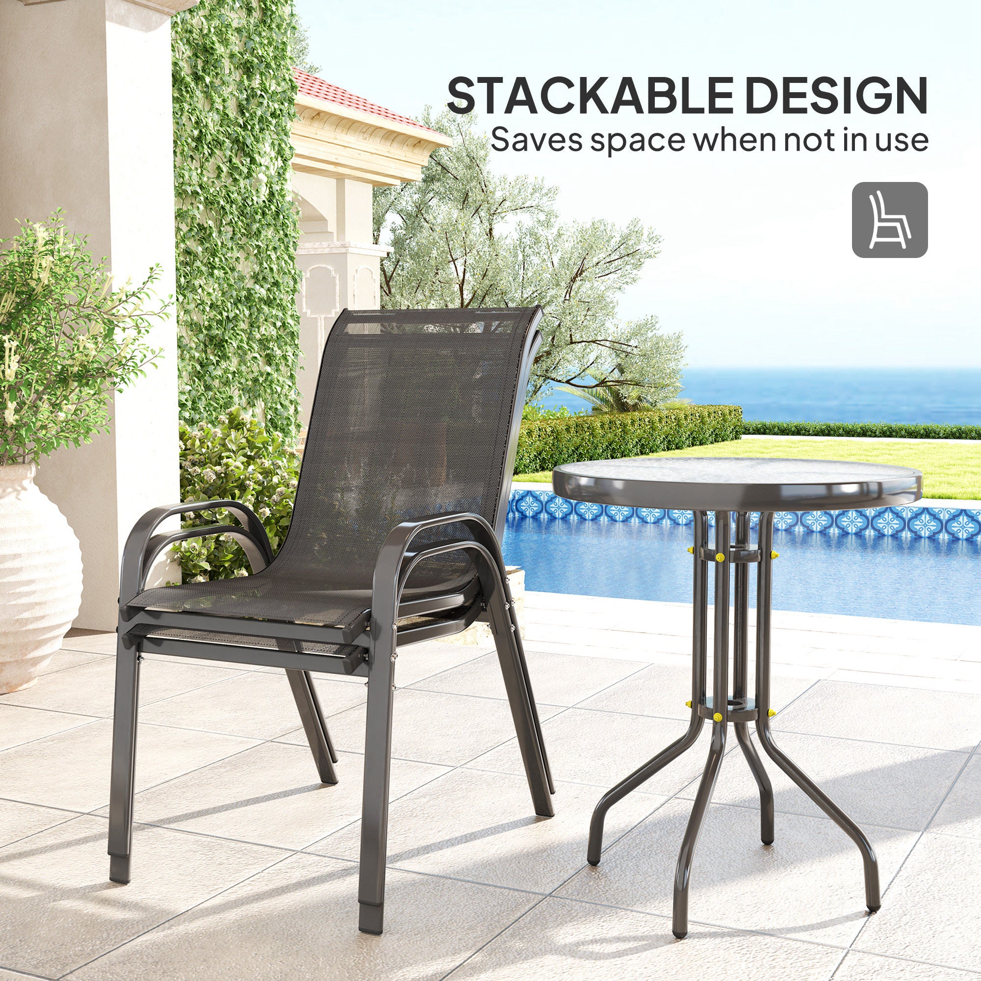 Outsunny Three-Piece Outdoor Garden Set - Black - North Peak Garden Furniture