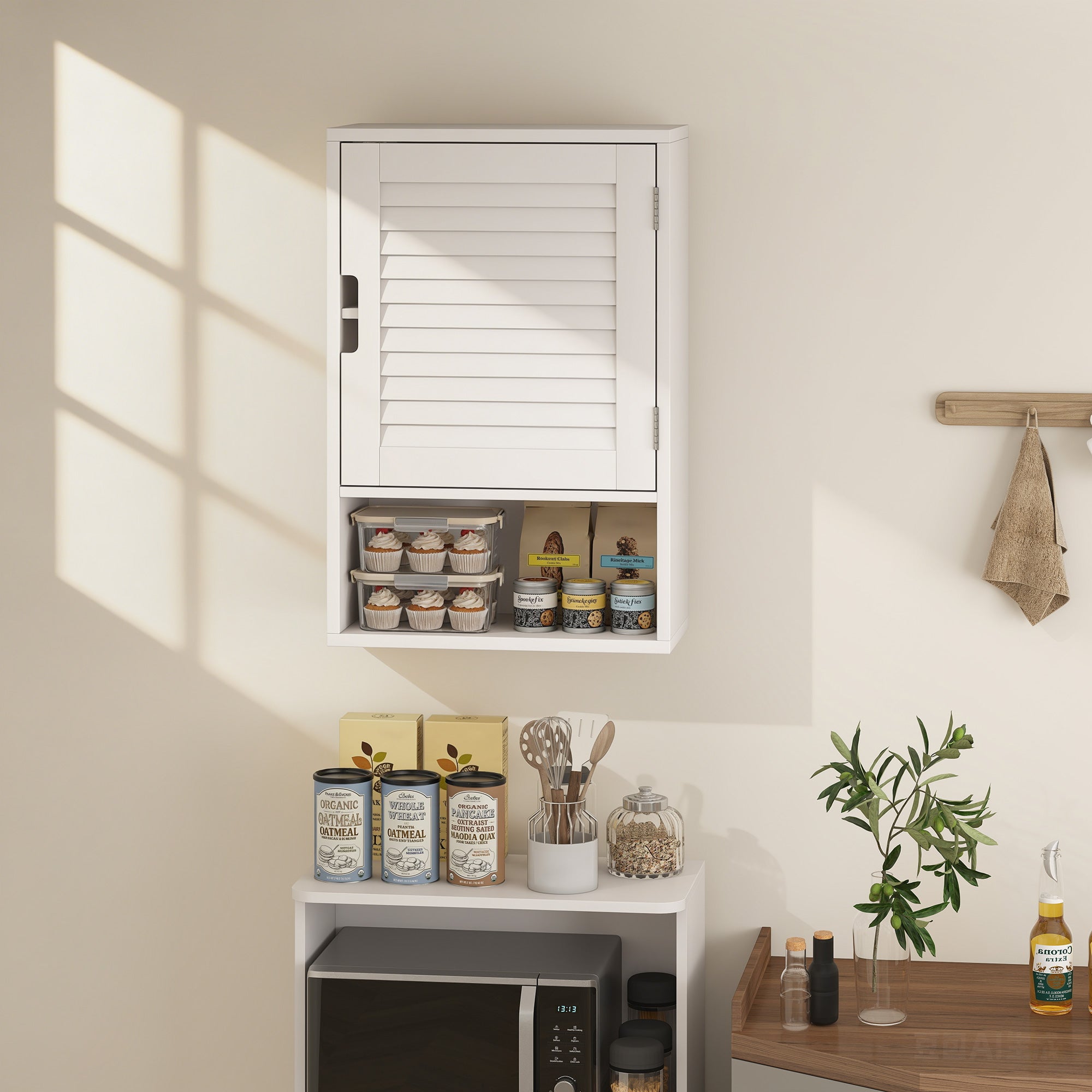 HOMCOM Bathroom Cabinet, Wall Mounted Storage Cabinet with Adjustable Shelves, 40 x 20 x 60 cm, White