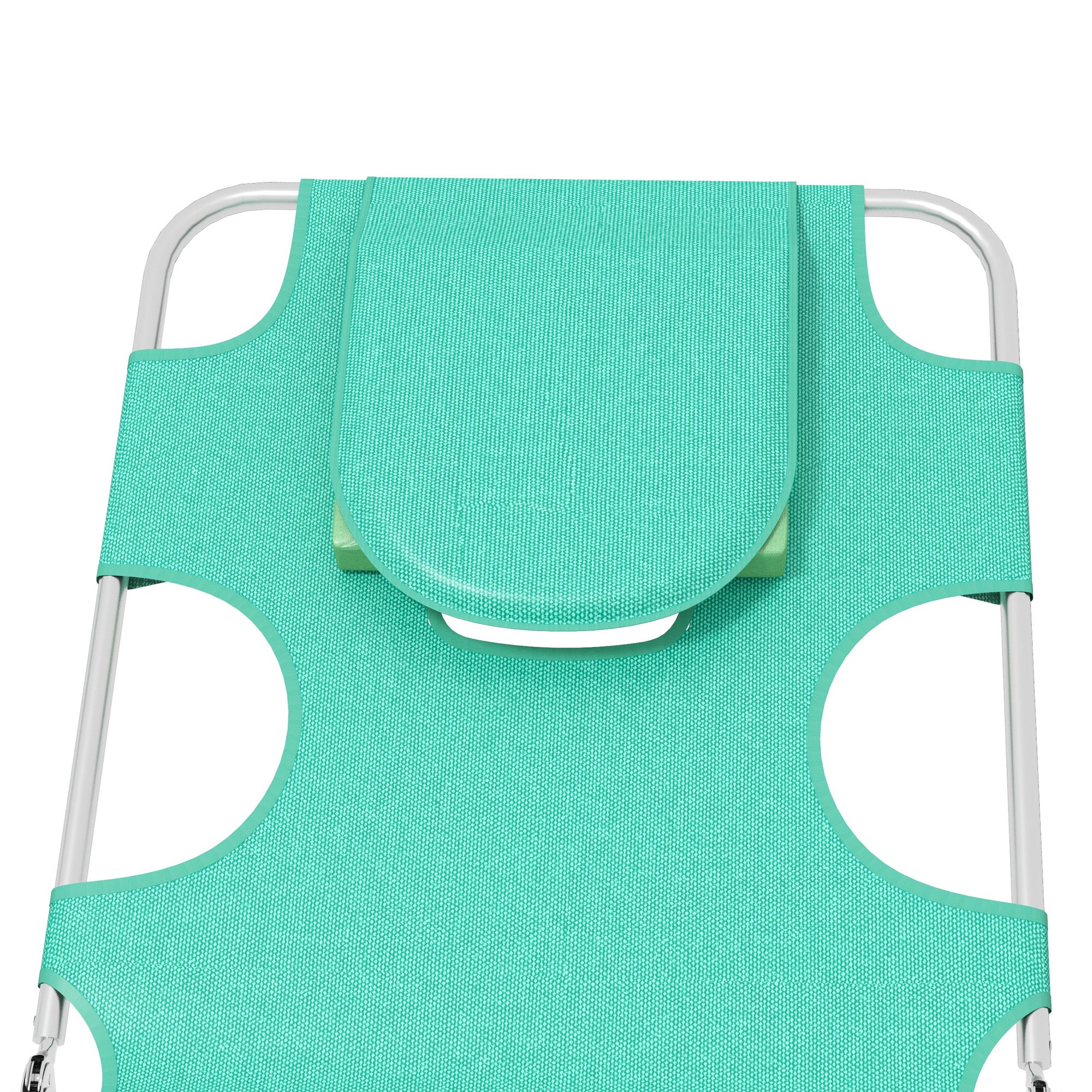 Outsunny Foldable Sun Lounger Set of 2 with Reading Hole, Portable Sun Lounger with 5 Level Adjustable Backrest, Reclining Lounge Chair with Side Pocket, Headrest Pillow, Green - North Peak Garden Furniture