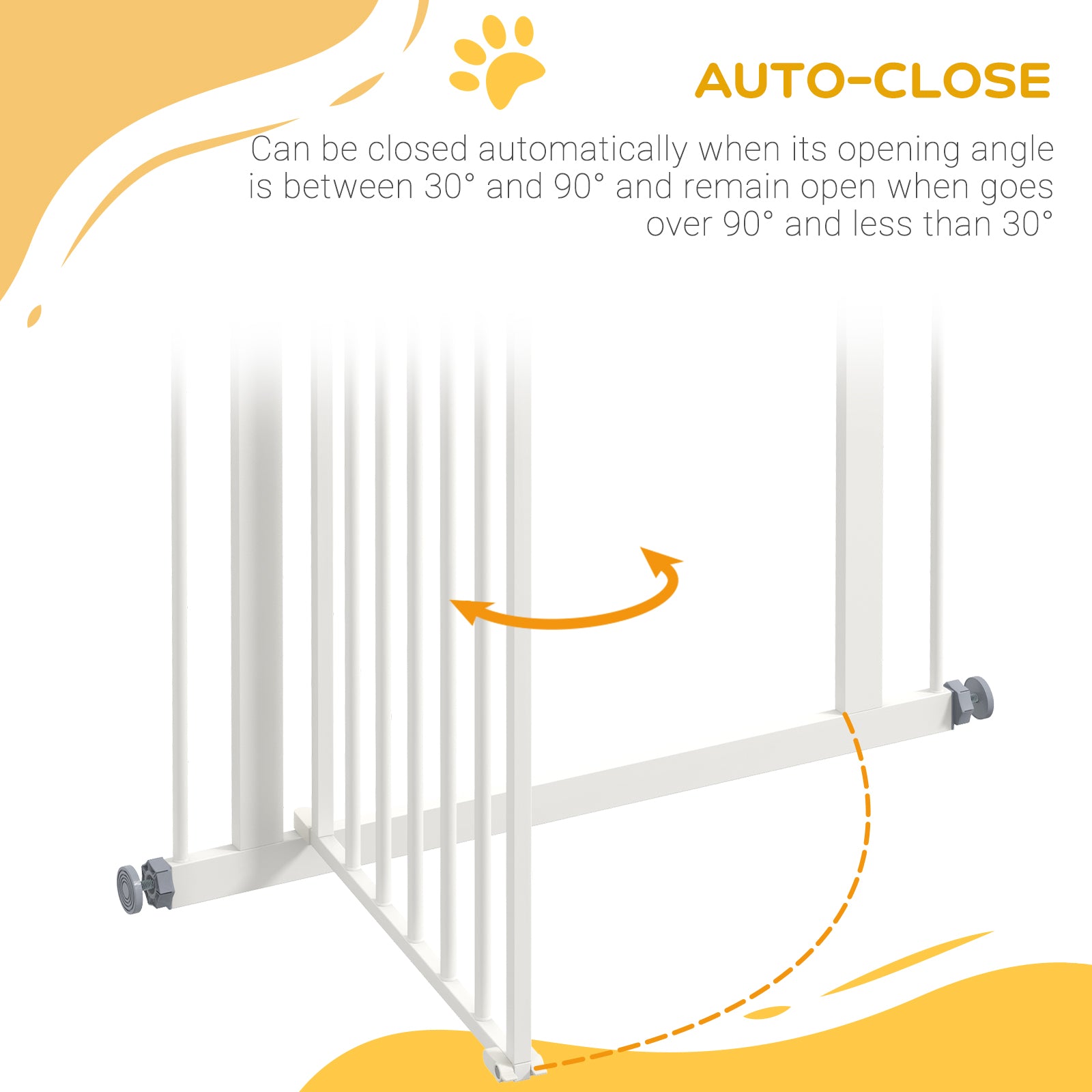 PawHut Pressure Fit Dog Stair Gate No Drilling Safety Gate Auto Close for Doorways, Hallways, 74-80cm Adjustable, 94cm Tall, White - North Peak Garden Furniture