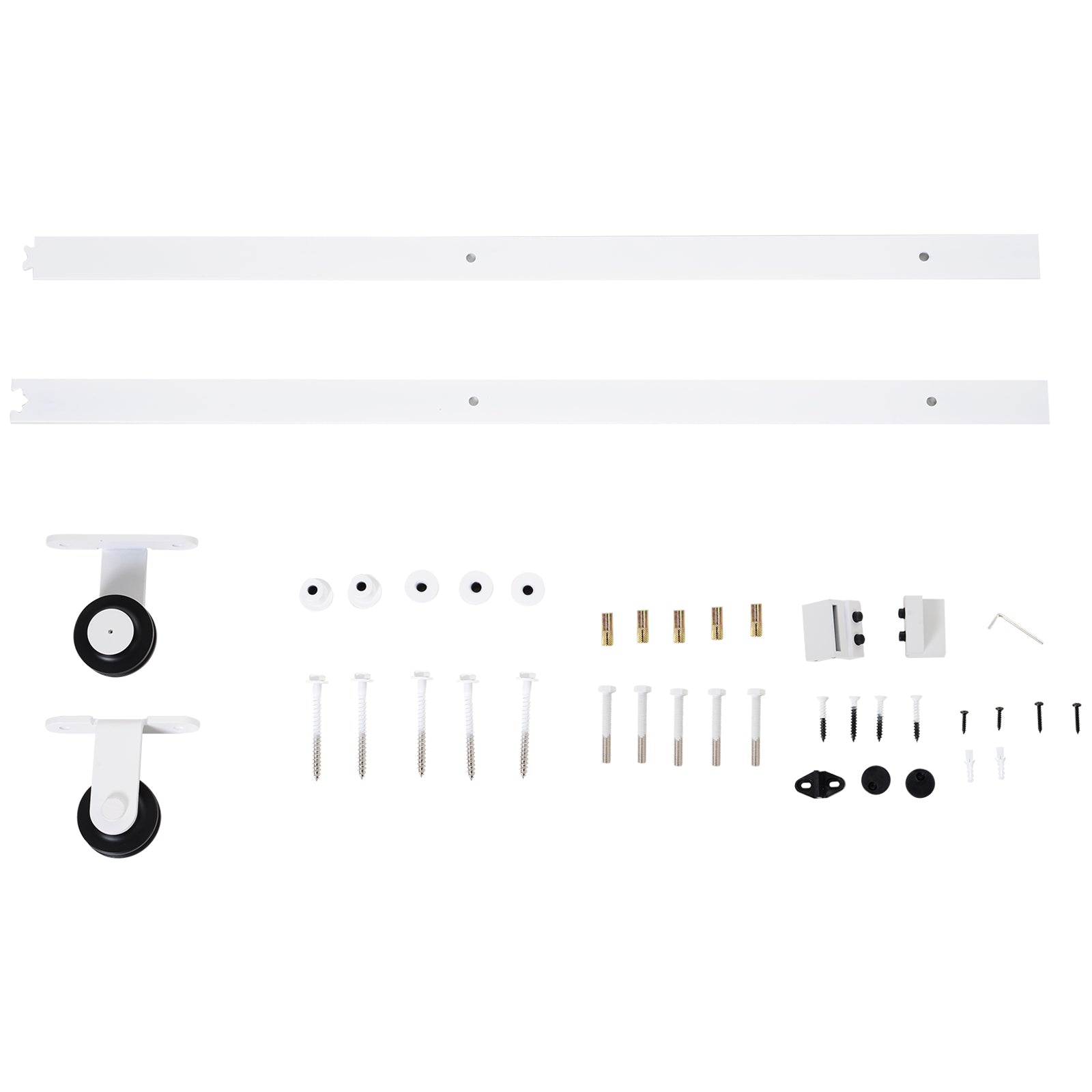 HOMCOM 6FT Rustic Interior Sliding Barn Door Mounting Hardware Kit - White - North Peak Garden Furniture